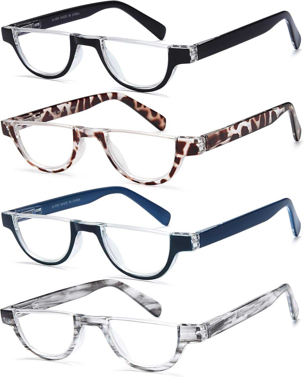 EYEURL Half Frame Reading Glasses for Women-4 Pack Blue Light Glasses Fashion Computer Readers for Women Anti UV Ray Eyeglasses with Spring Hinges,2.25