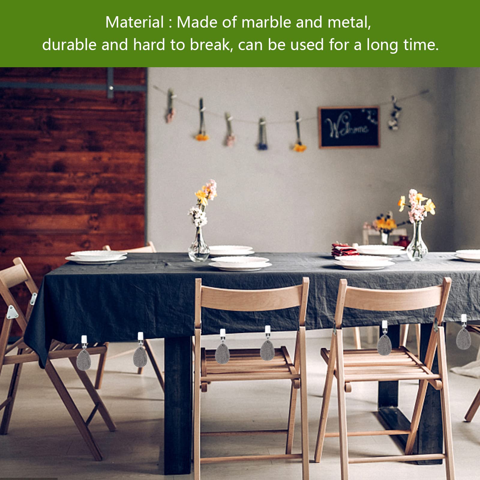 6 Pcs Poids Pour Nappe Extérieure Marbre - Pinces Table Jardin Anti-Vent Pique-Nique Fête