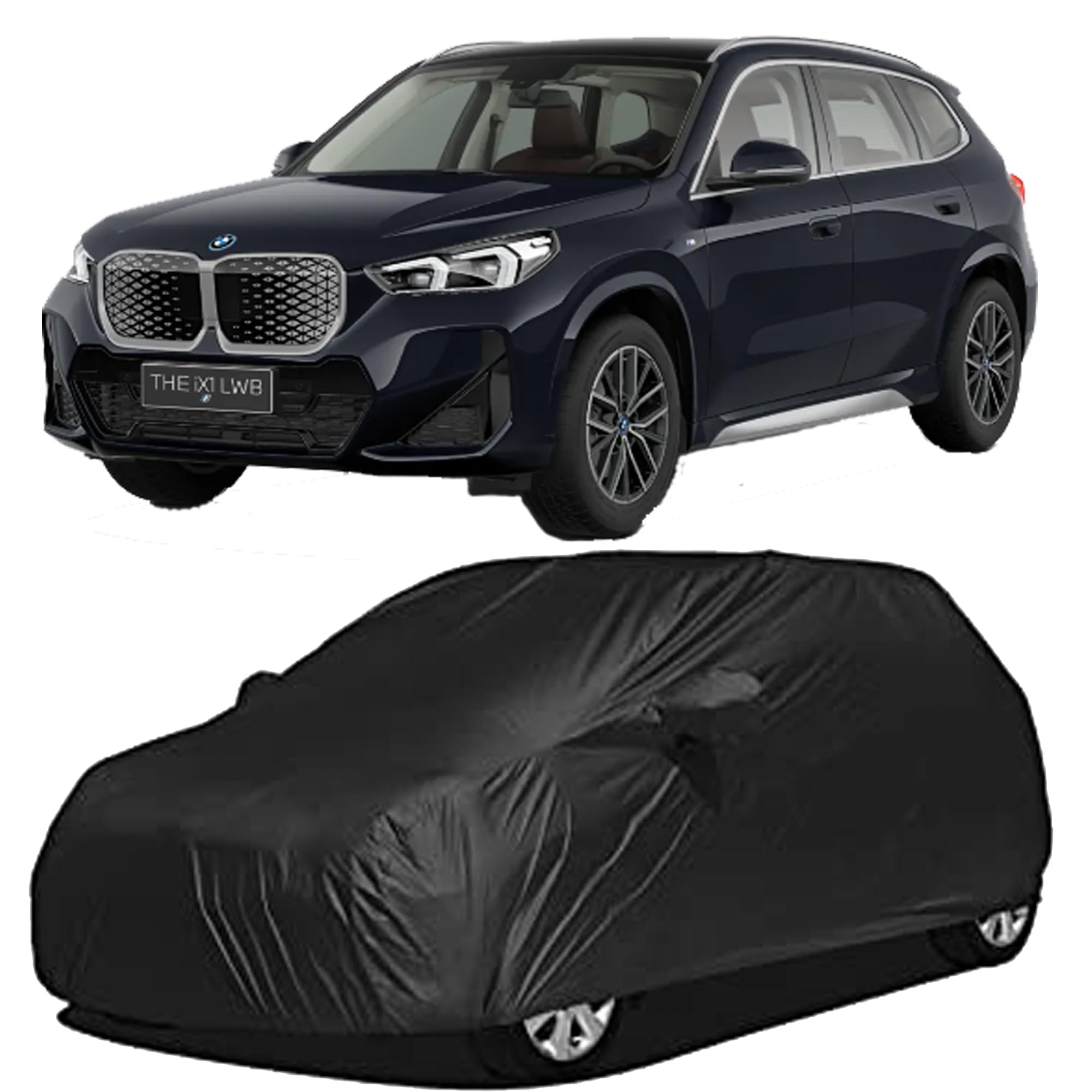 Waterproof Car Body Cover Compatible with BMW iX1 LWB | All-Weather Protection from Rain, Snow, Harmful Sun Rays, Dust & Scratches | Premium Breathable & Durable (Black)-image-37