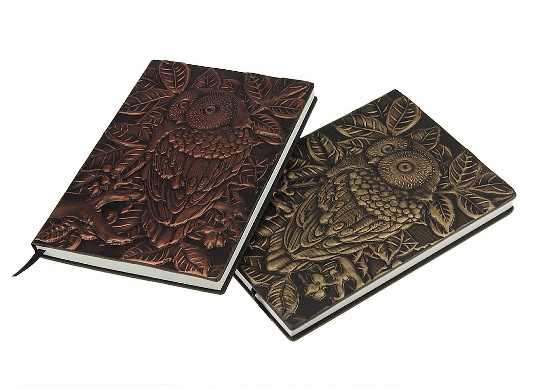 Cuaderno, LoveEmbossed-Diario de Cuero con búho, Diario Personal Bronce, Diarios Escritura Viaje Rayas, A5, Regla for Libros
