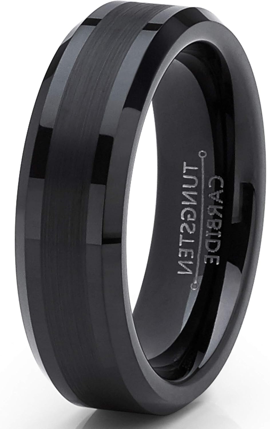 Metal Masters Co. Tungsten Carbide Black Brushed Wedding Band Engagement Ring Comfort Fit 6mm