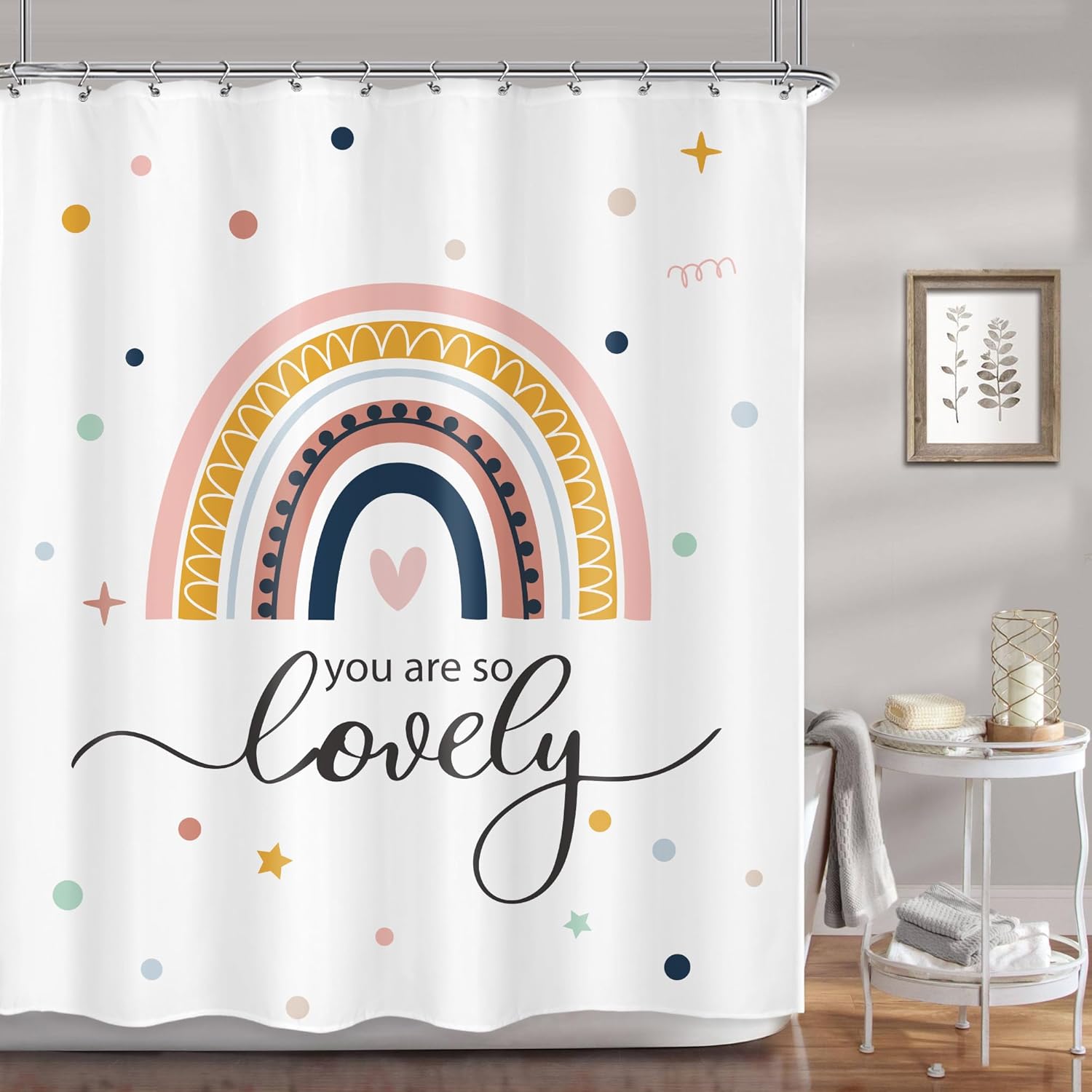 LIGHTINHOME Boho Rainbow Shower Curtain for Girls Kids