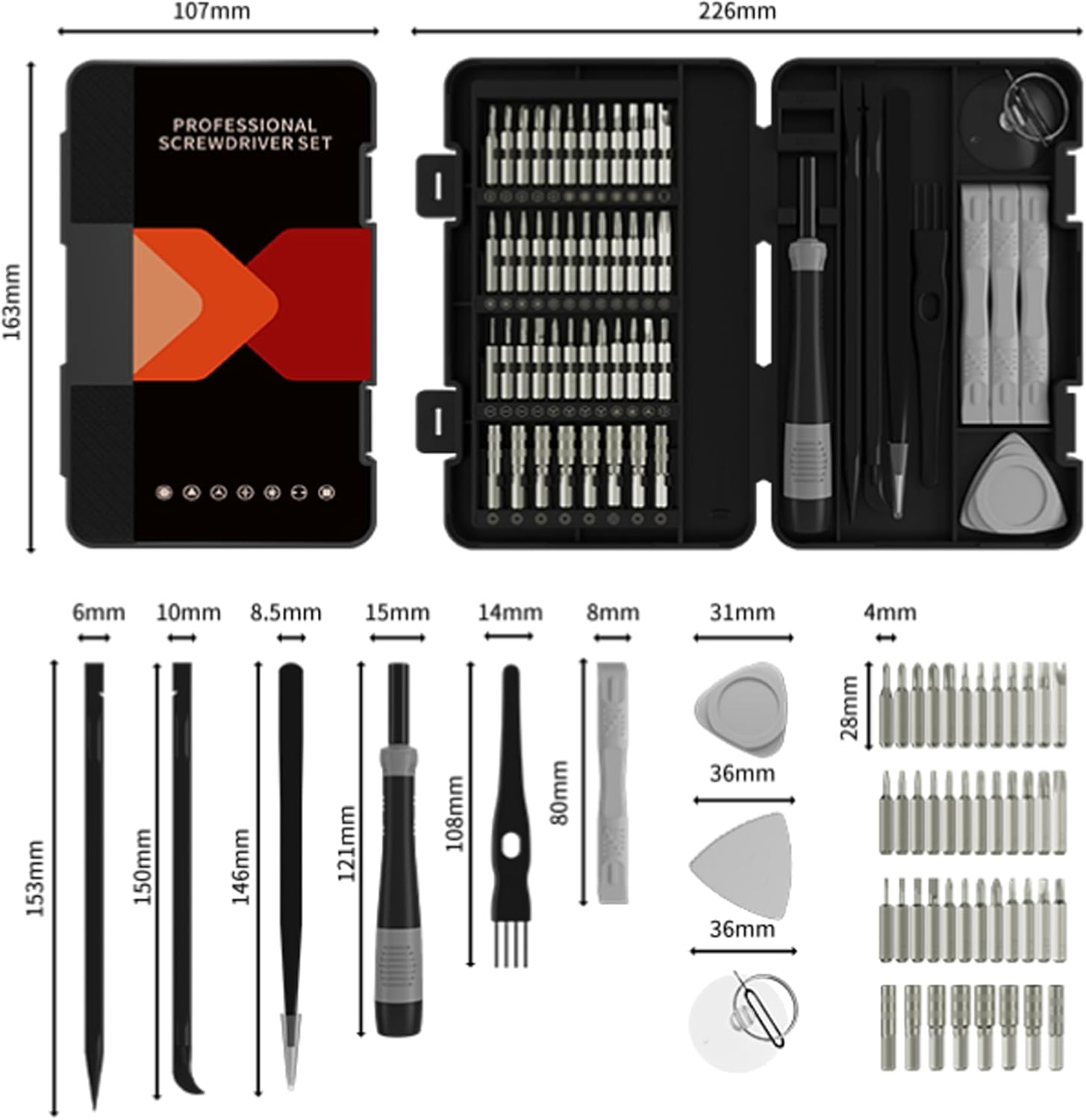 Magnetic Screwdriver Set, Professional Mini Precision Screwdriver Set 58-in-1 Magnetic Repair Tool Kit, Non-Slip Handle for Phone, Laptop, PC, Camera, Watch Electronics Repair