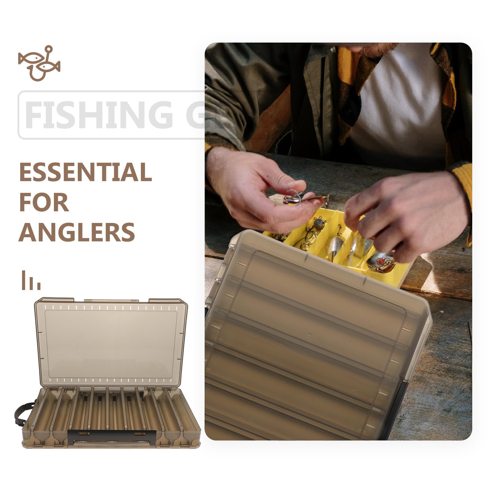 TOYANDONA Cassetta degli Attrezzi da Pesca Maniglia Organizer Portatile Scomparti Variabili Contenitore per Accessori da Pesca in Barca