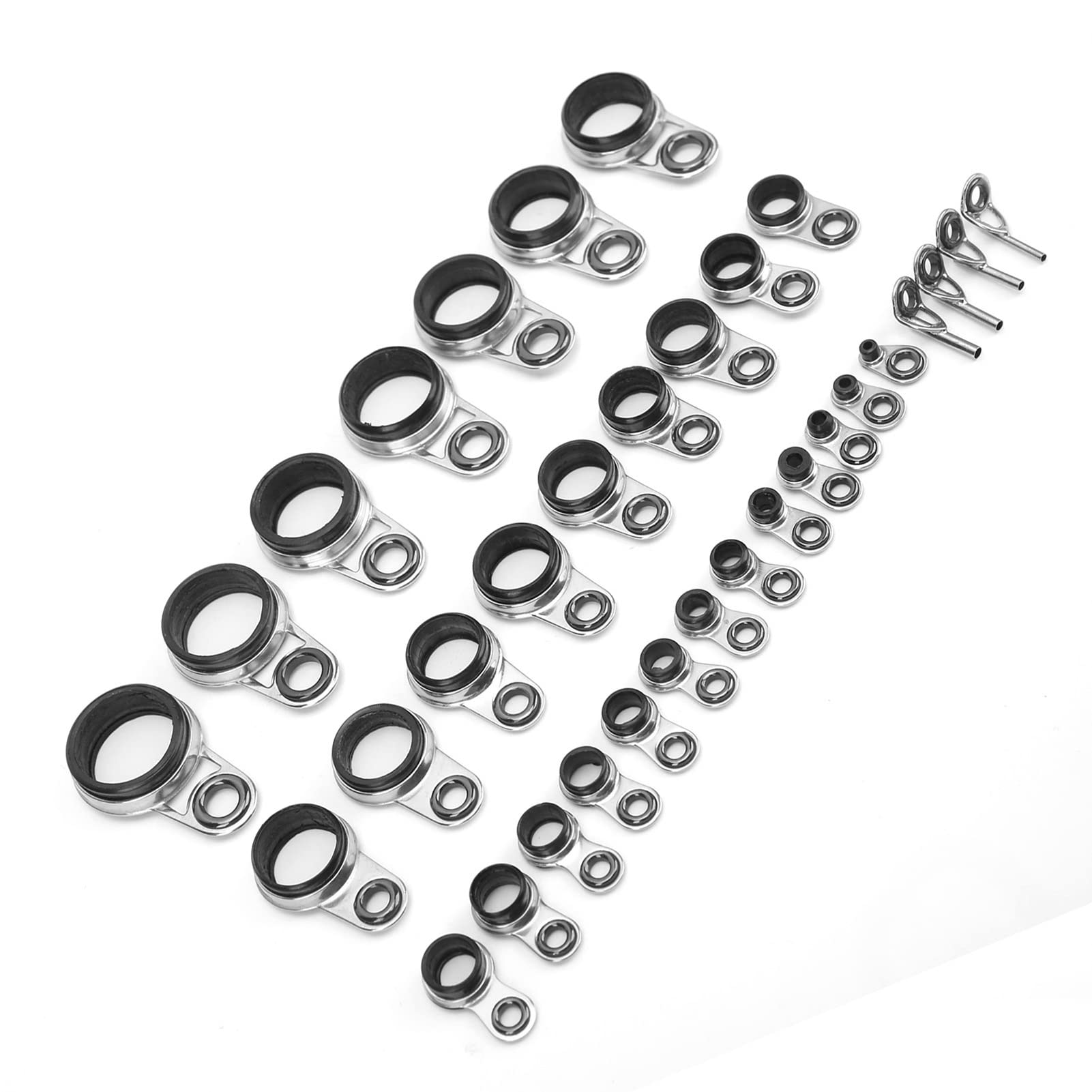 SOONHUA 33pcs Fishing Rod Guides Kit - Ceramic & Stainless Steel - 4 Top Rings, 29 Side Rings - Fishing Rod Building Repair Parts