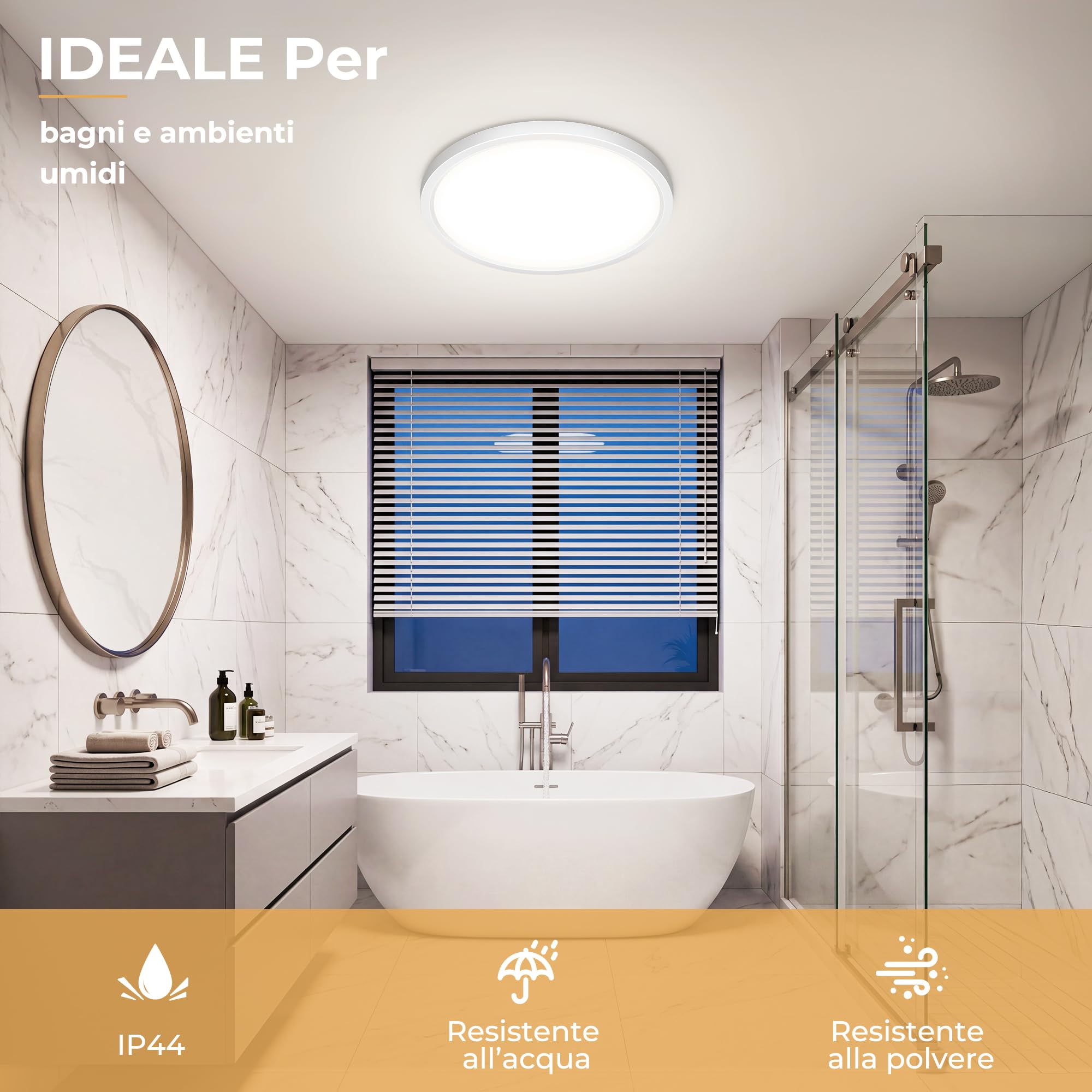 Plafoniera LED Soffitto Dimmerabile 40W 4200LM con Telecomando IP44 Ø60cm