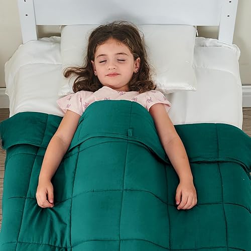 Vista 5 de yescool - Manta con peso, 10 libras, fresca, transpirable, con cuentas de cristal prémium, lavable a máquina, para dormir, 90-110 libras, 41 x 60