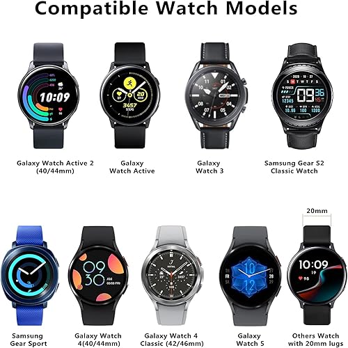 Miniatura 6 de Paquete de 6 correas grabadas compatibles con Samsung Galaxy Watch 5 BandGalaxy Watch 4Galaxy Watch 3 BandsActive 2 Watch Band 2, correa deportiva