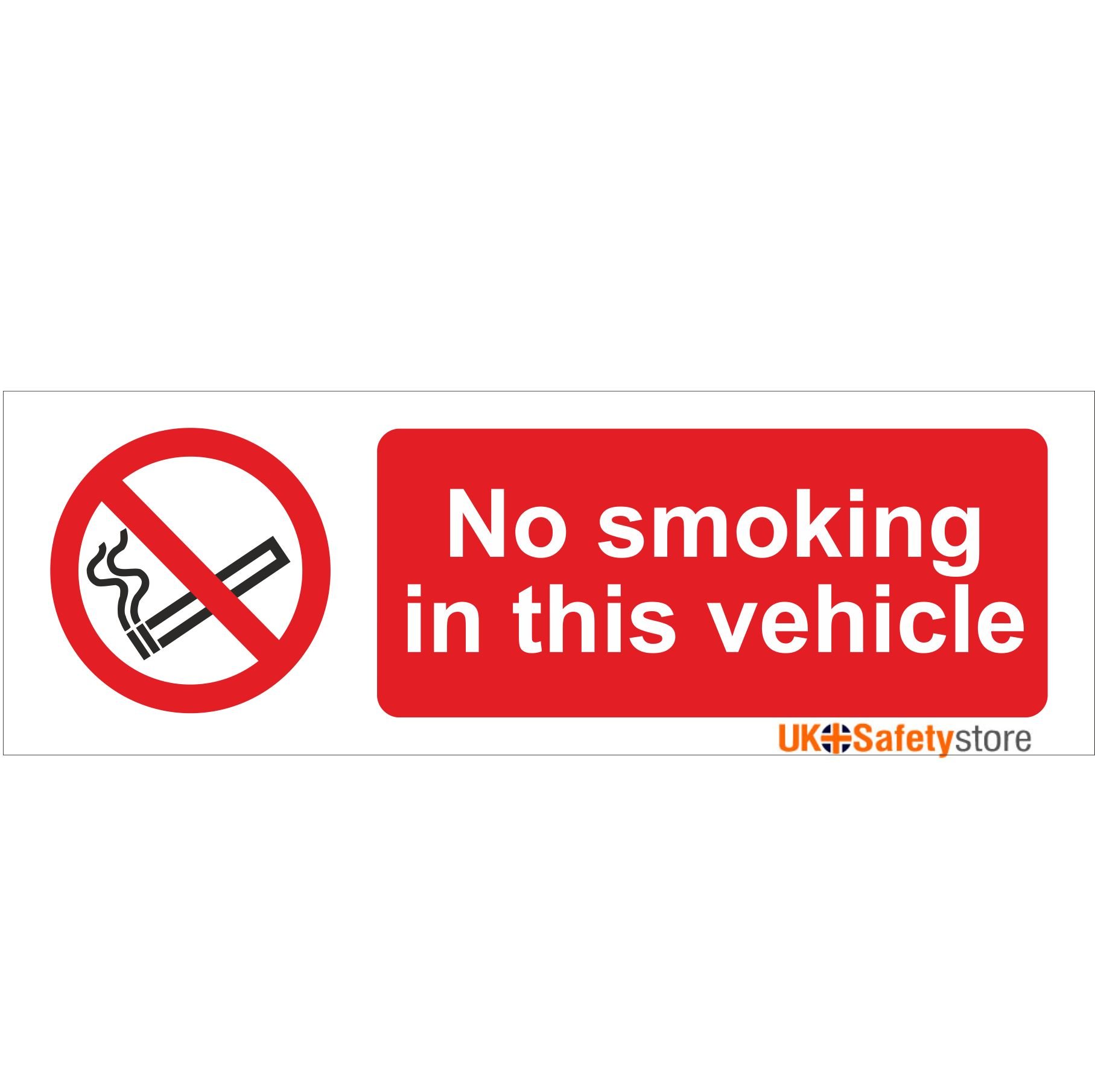 Pack of 20 No Smoking In This Vehicle Signs 150mm x 50mm - Self Adhesive (PRS.88-SA)