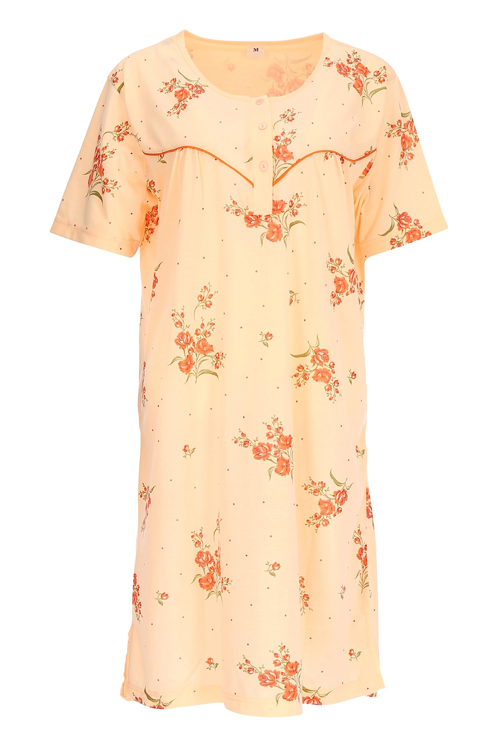 Schuerzenfabrik - Damen Nachthemden Kurzarm Blau Rosa Lila Orange mit Knopfleiste