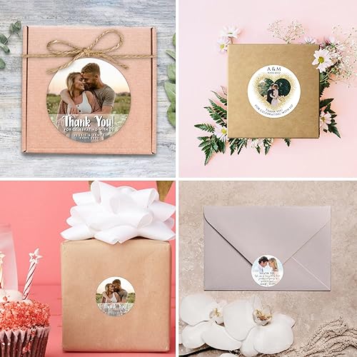 Miniatura 4 de 24 calcomanías de boda personalizadas, con texto en inglés "Thank You for Coming", "Thank You for Celebrating with Us", calcomanías de boda para