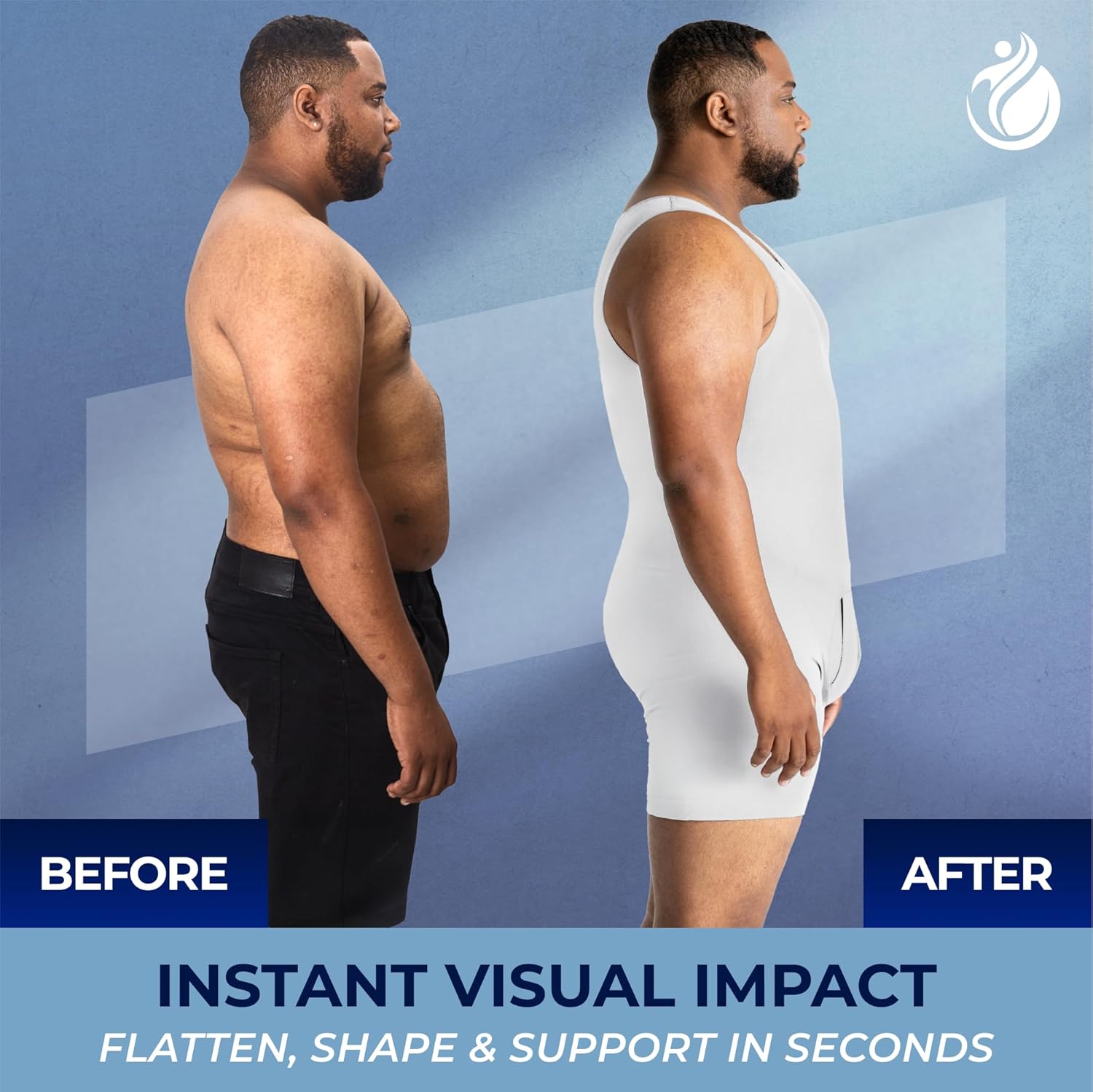 QORE LOGIQ Mens Shapewear Bodysuit - Full Body Shaper for Men Belly Fat- Slimming Compression Bodysuit - Men Shapewear - Image 2