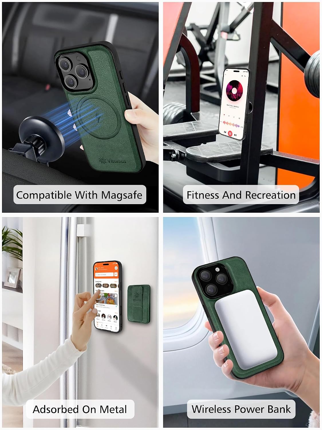 Wallet Phone Case [Strong Magnetic] Compatible with iPhone 16 Pro Case Wallet with Kickstand & RFID Blocking Card Holder (4 Cards) for iPhone 16 Pro (6.3Inch), Green image 4