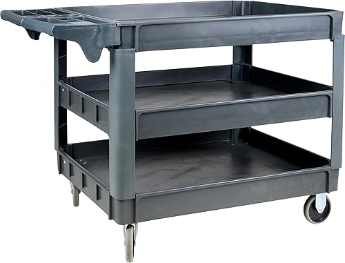 Ironton Carrito utilitario de 3 bandejas de capacidad de 500 libras, carrito de carga de construcción de espuma estructural sin mantenimiento,