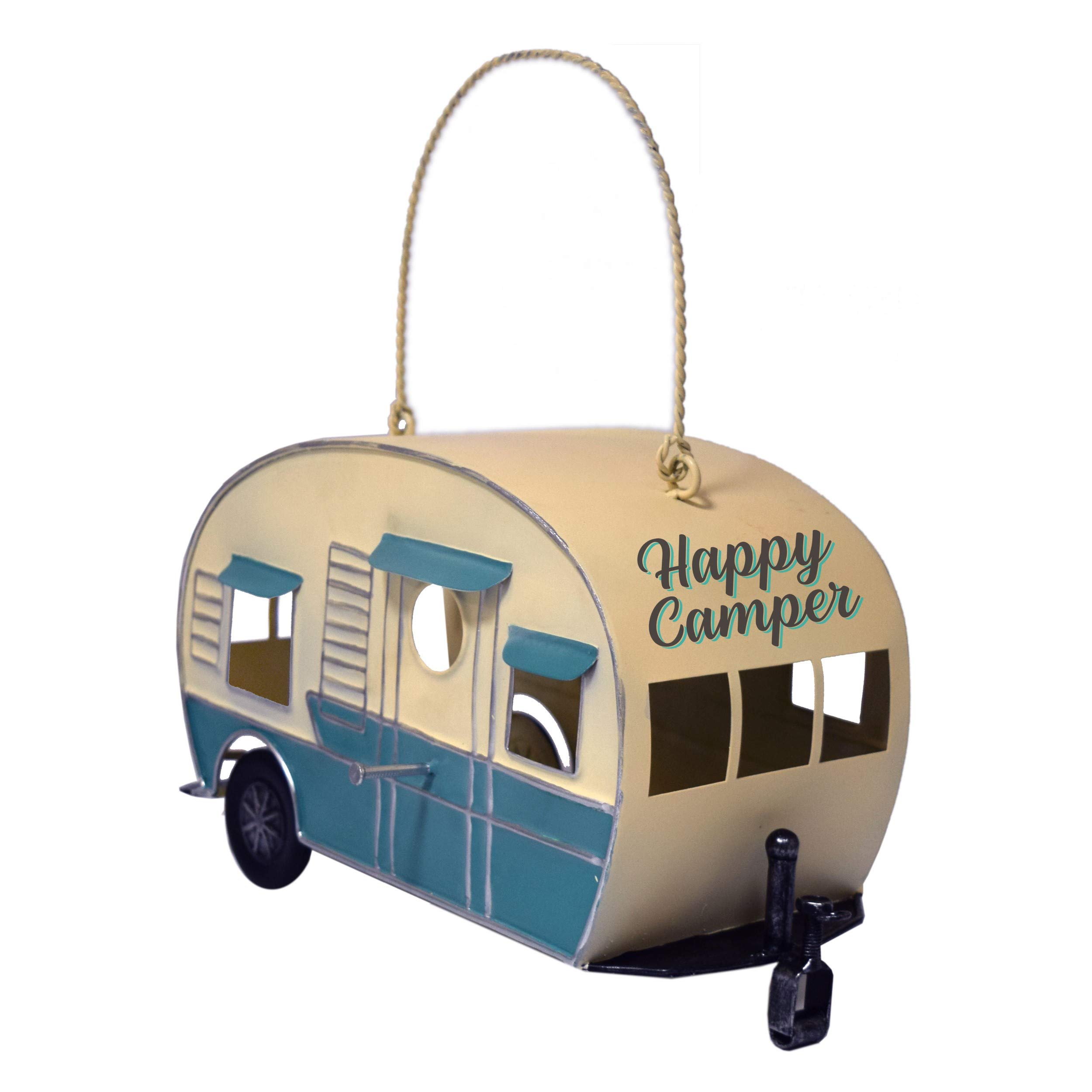 Rivers Edge ProductsCamper Bird House, RV Nesting House for Small to Medium Birds, Outdoor Rustic Garden Decor, Turquoise/White