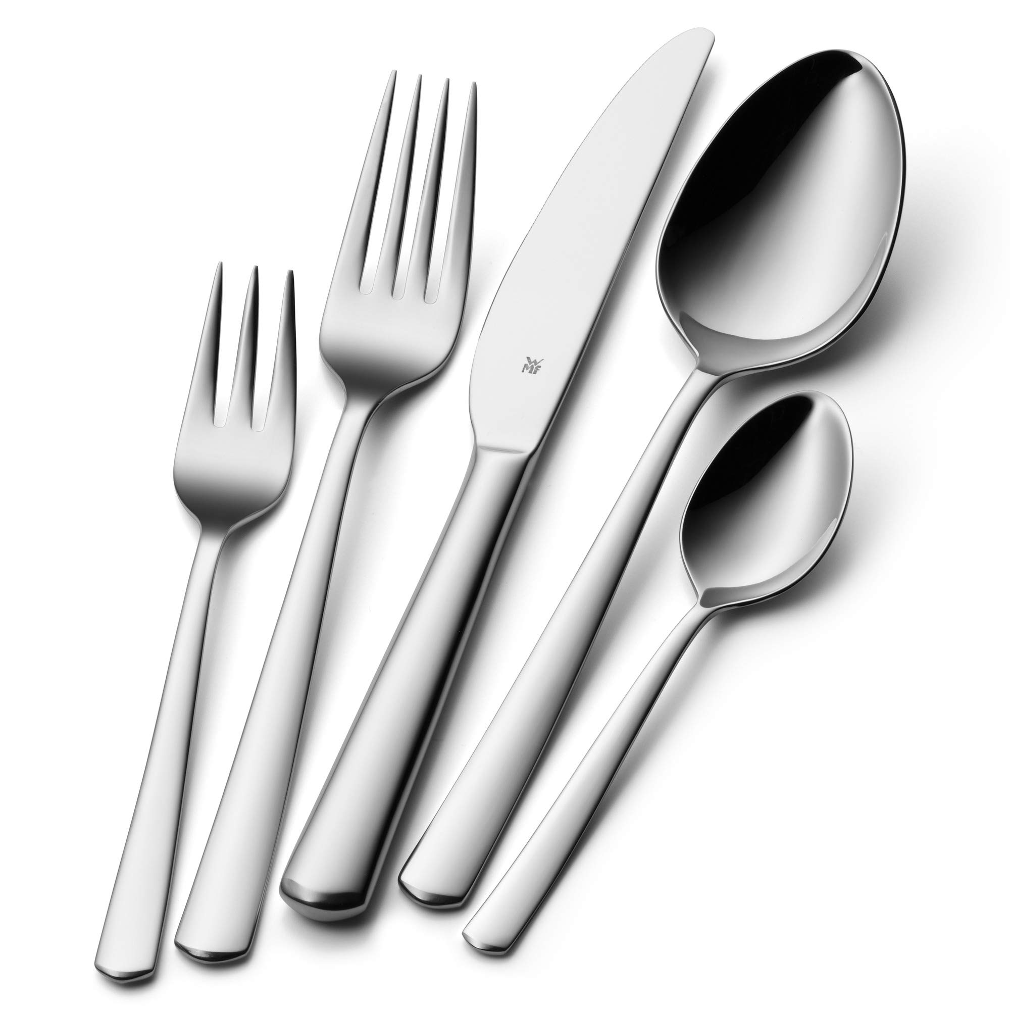 WMF Boston Cromargan Cubertería, Acero Inoxidable, Acabado Pulido, 30 Piezas para 6 Comensales + Juego 6 Cubiertos para Carne, Acero Inoxidable Pulido, 12 piezas