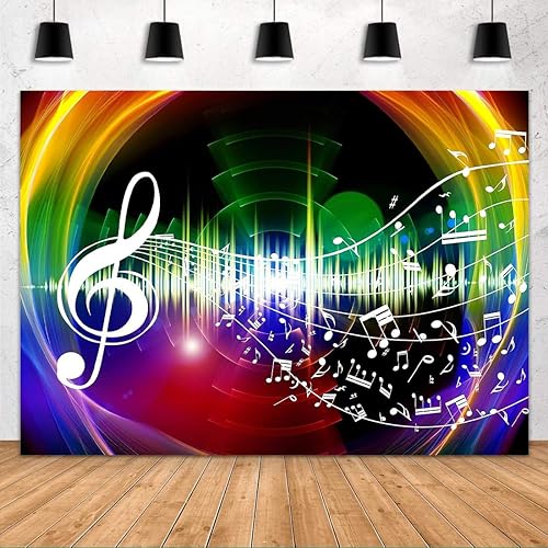 Telón de fondo de fiesta de música arco iris, símbolo de música, fotografía, fondo de cabina de fotos de FHZON accesorios de pancarta, suministros