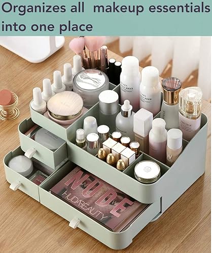 Miniatura 3 de Organizador de maquillaje para tocador, organizador grande de encimera con cajones, almacenamiento de cosméticos para el cuidado de la piel,