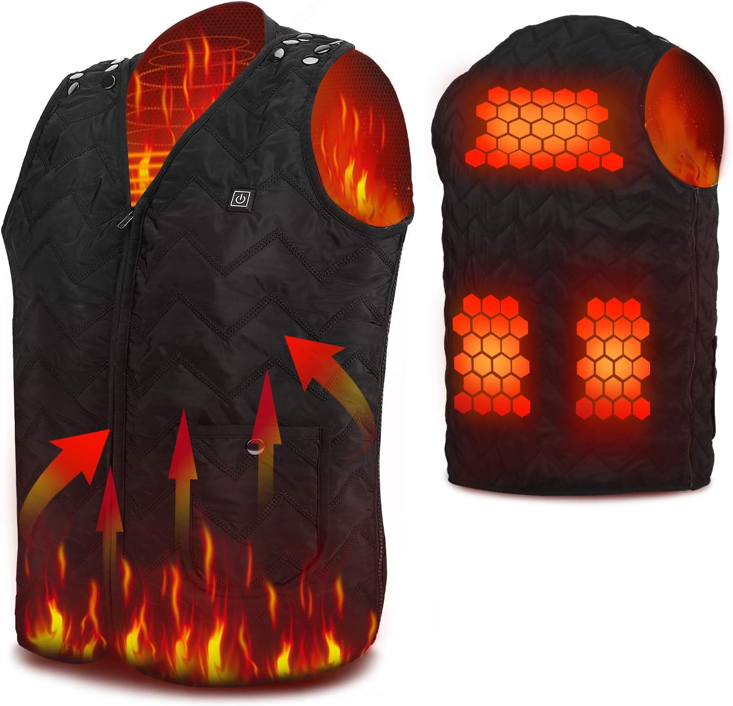 Vinmori Electric vest, Washable USB Powered Heated Winter heated vest warm winter vest with 3 Levels Adjustable Temperature.