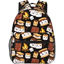 Cute SMores Marshmallow Cookie Backpack for Women Men Laptop Bag Casual Travel Daypack Multiple Pockets