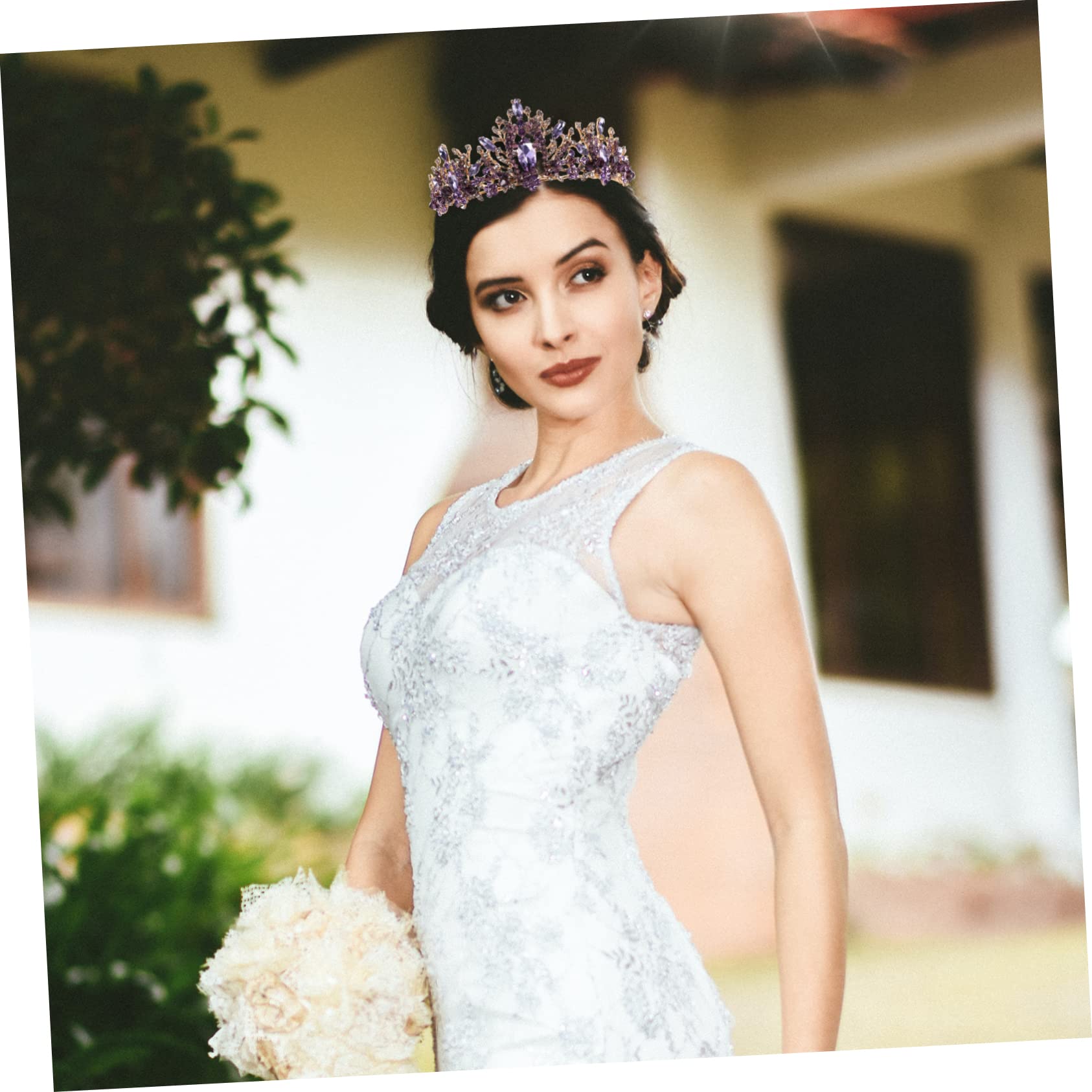 Tiaras de Cristal Violeta para Novia Tocado de Boda Accesorio de Decoración Cabello de Mujer Adecuado para Fiesta Graduación o Cumpleaños