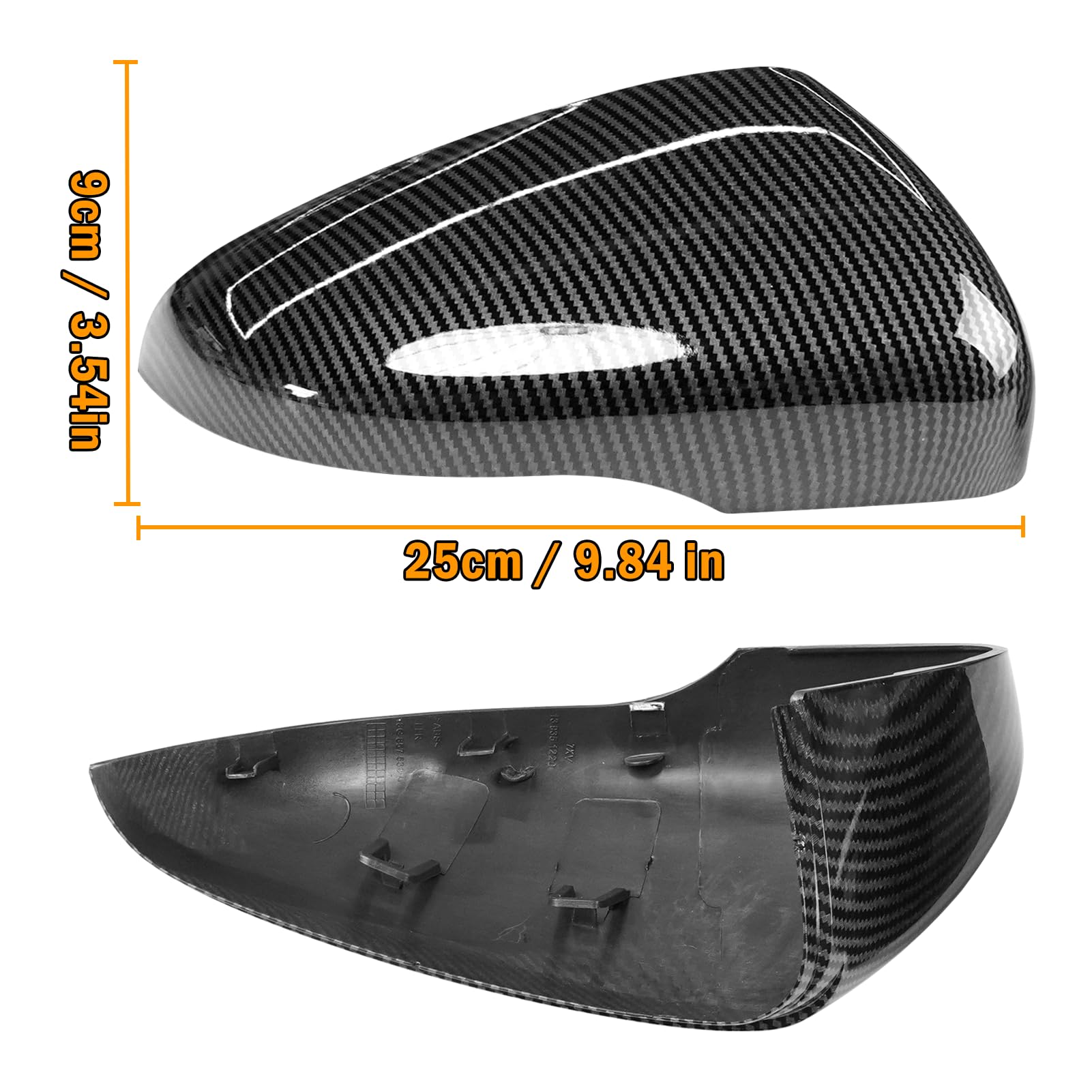 TTCR-II 2PCS Compatibile con Calotte Specchietti VW GOLF 6/GTI MK6/Touran 1T3 2009-2014, GOLF 6 Copri Specchietto Sinistra+Destra Coperchio Specchio Retrovisore,Touran Tappi Specchietti-Fibra Carbonio