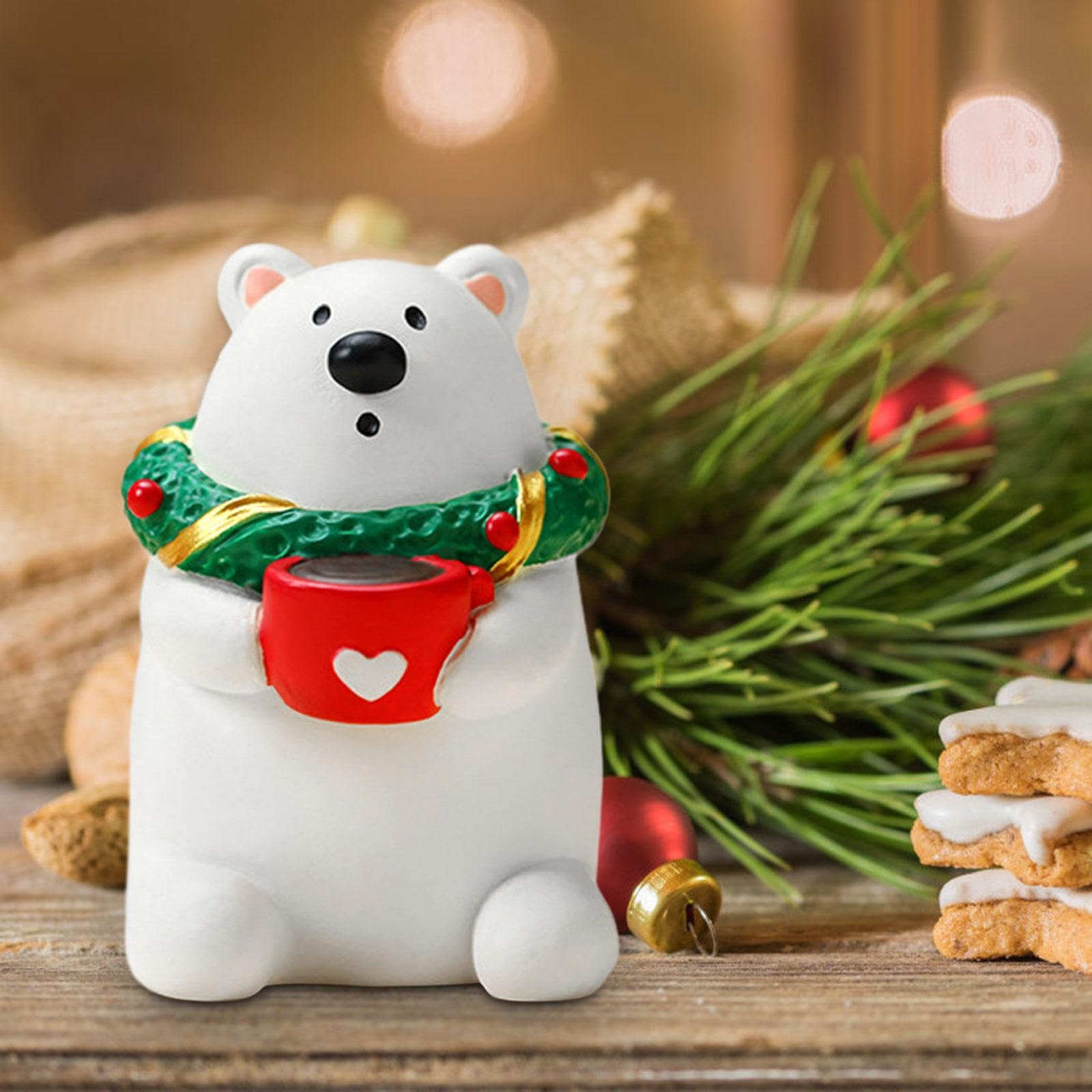 2 Piezas Estatua de Mesa de Navidad Miniatura de Resina Escultura Navideña Adorno de Escritorio Figura Decorativa con Personajes Clásicos Y Confección, 4 Piezas