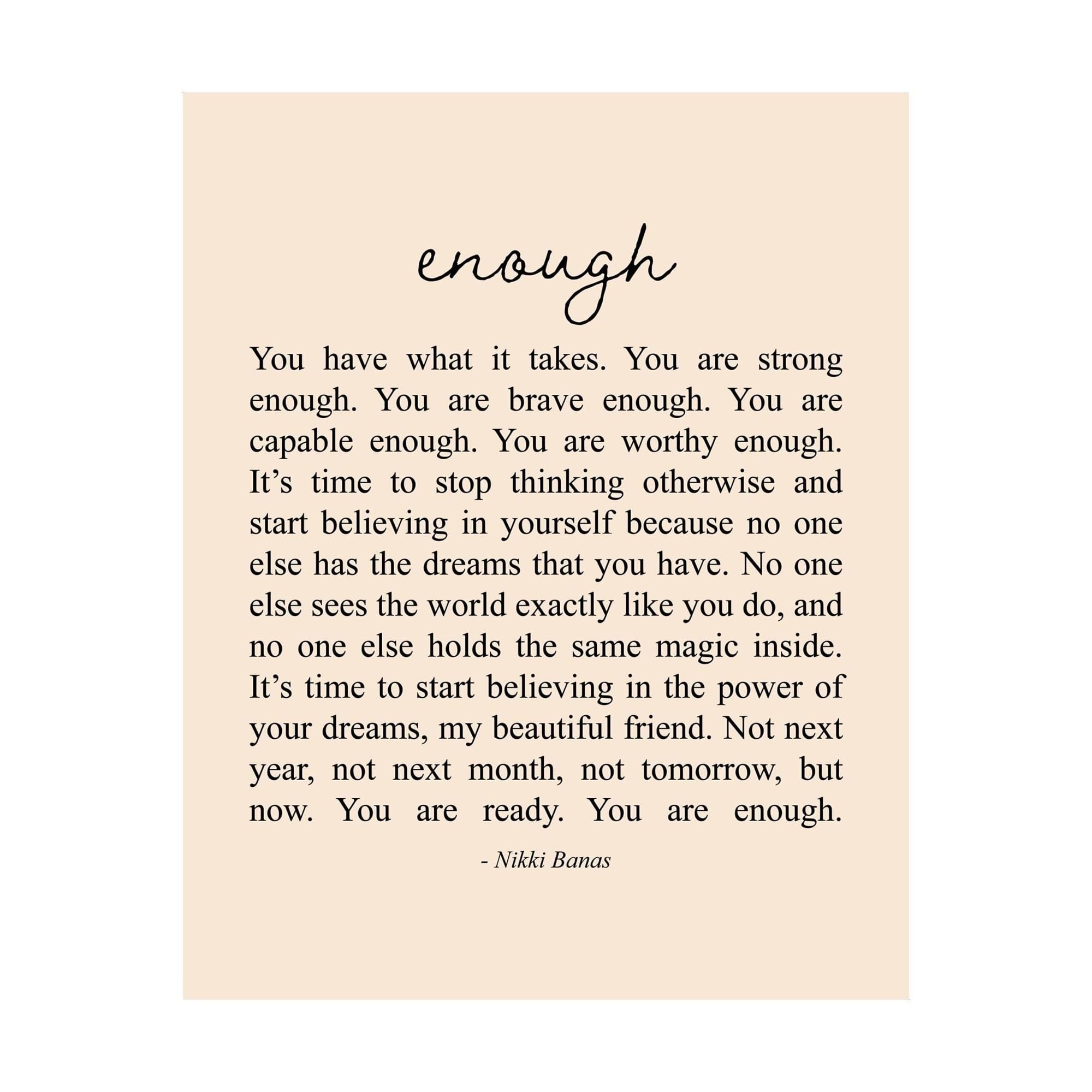 NWPNLXEA Metal Wall Decor You Are Enough Uplifting Message Sign for Gym Fitness Room Home Office and Study Room Decor (8 X 12 in)