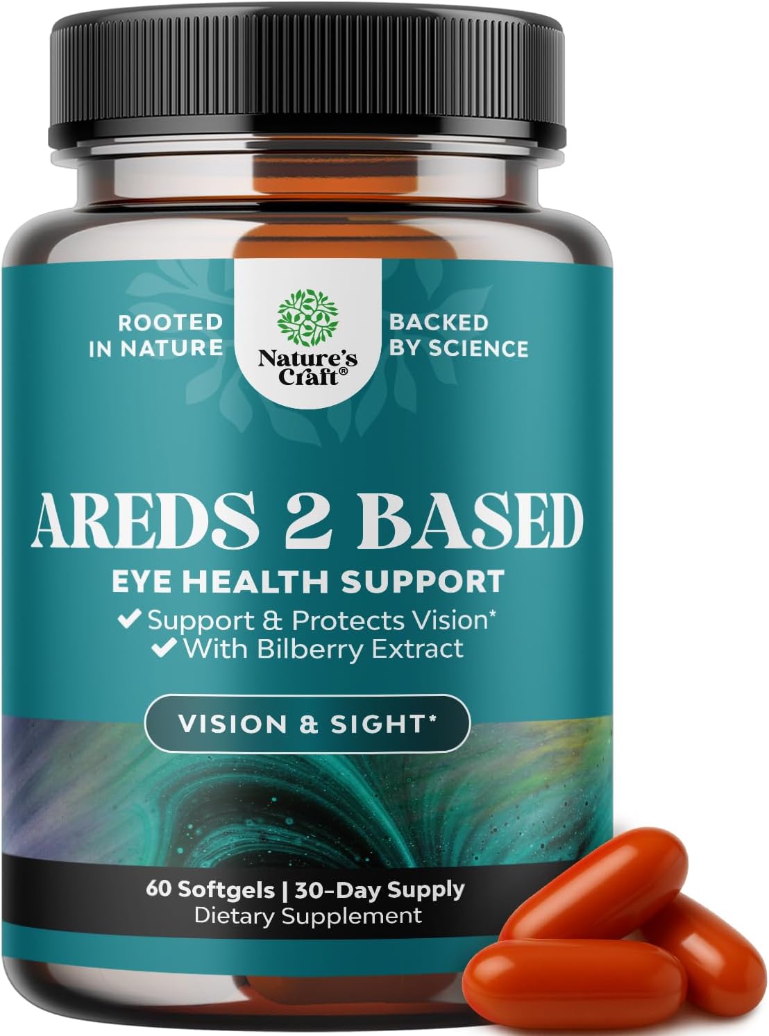 Natures Craft AREDS 2 Based Eye Health Supplement for Adults - AREDs 2 Eye Vitamins for Vision Blue Light Protection Dry Eyes with Zeaxanthin Plus Lutein and Bilberry Extract (1 Month)