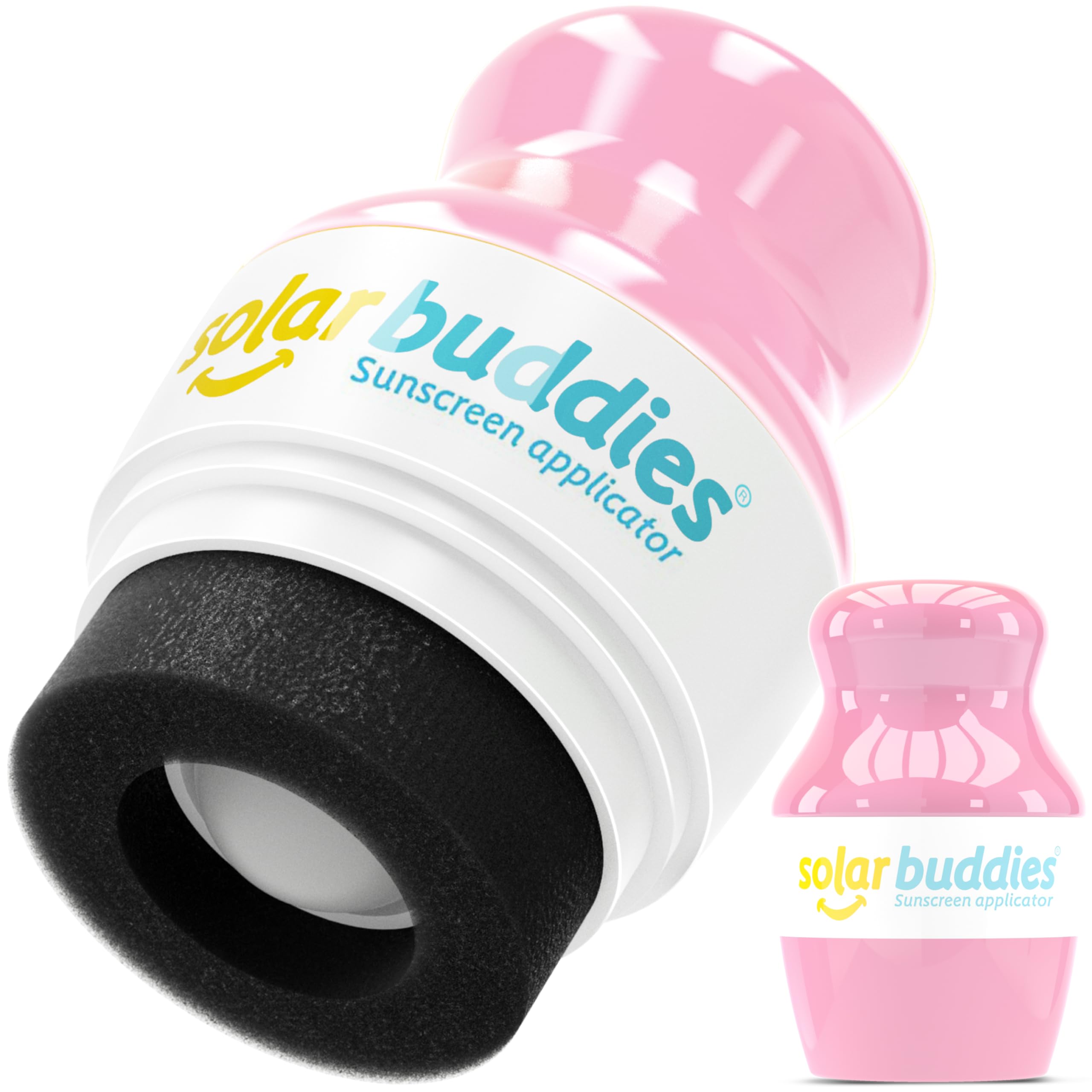 Solar Buddies (Pink) - Solar Buddies Child Friendly Sunscreen Applicator with sponge roll on for kids suncream and lotion
