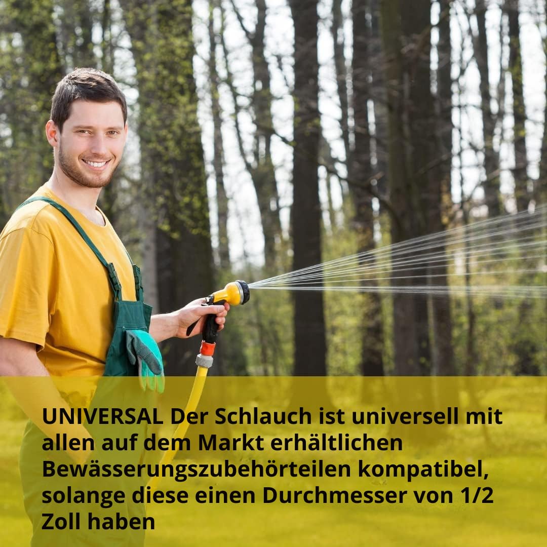 MAKA Gartenschlauch, 6 Schichten 12,5 mm Druck 40 Bar, Gartenschlauch Flexibel, Wasserschlauch Doppelte mit Gewebeeinlage, Torsionsfrei, Hitze- und Frostbeständig, UV-beständig (1/2 Zoll 25 Meter)