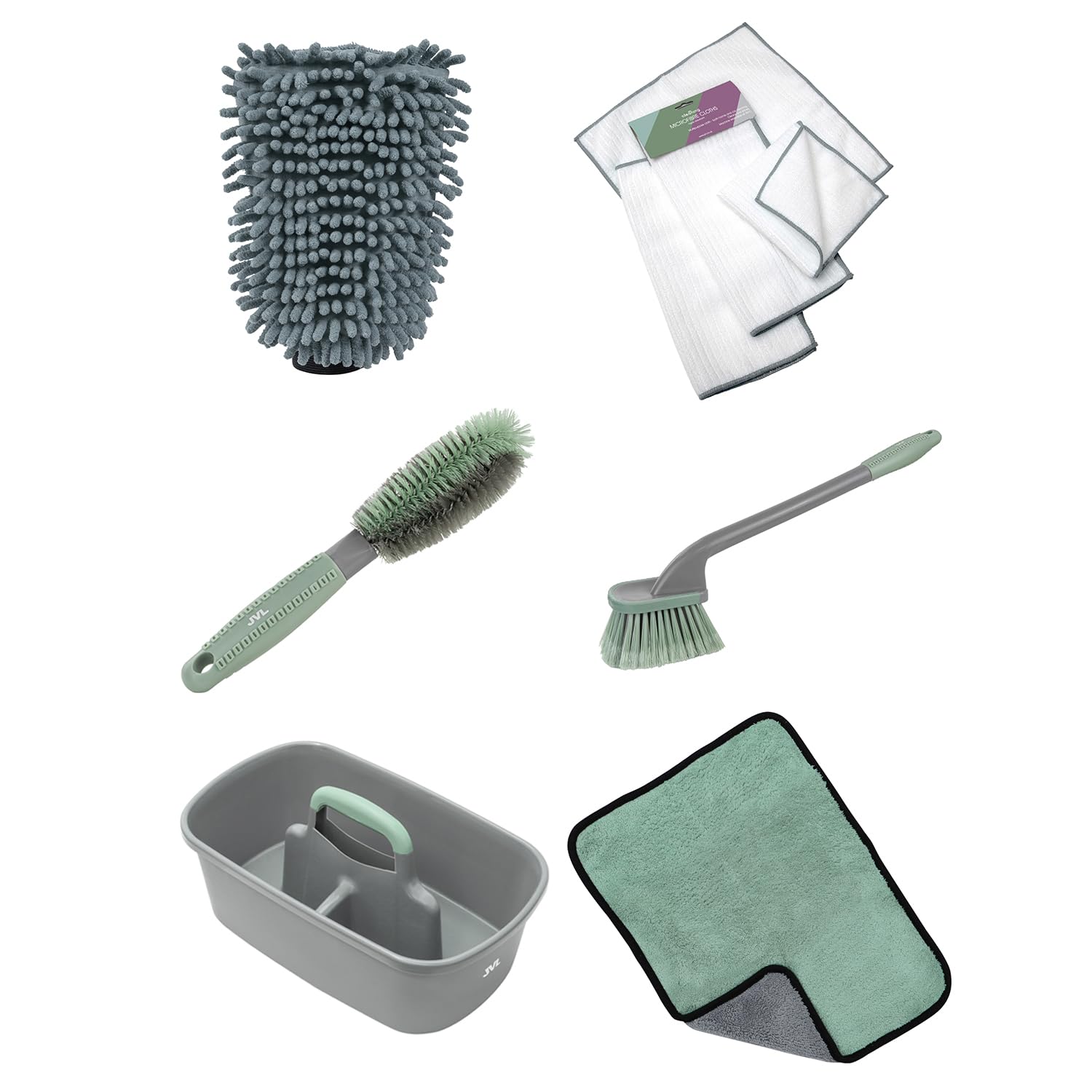 JVL - Car Cleaning Complete Kit - Detailing Set with Brushes and Microfibre Cloths
