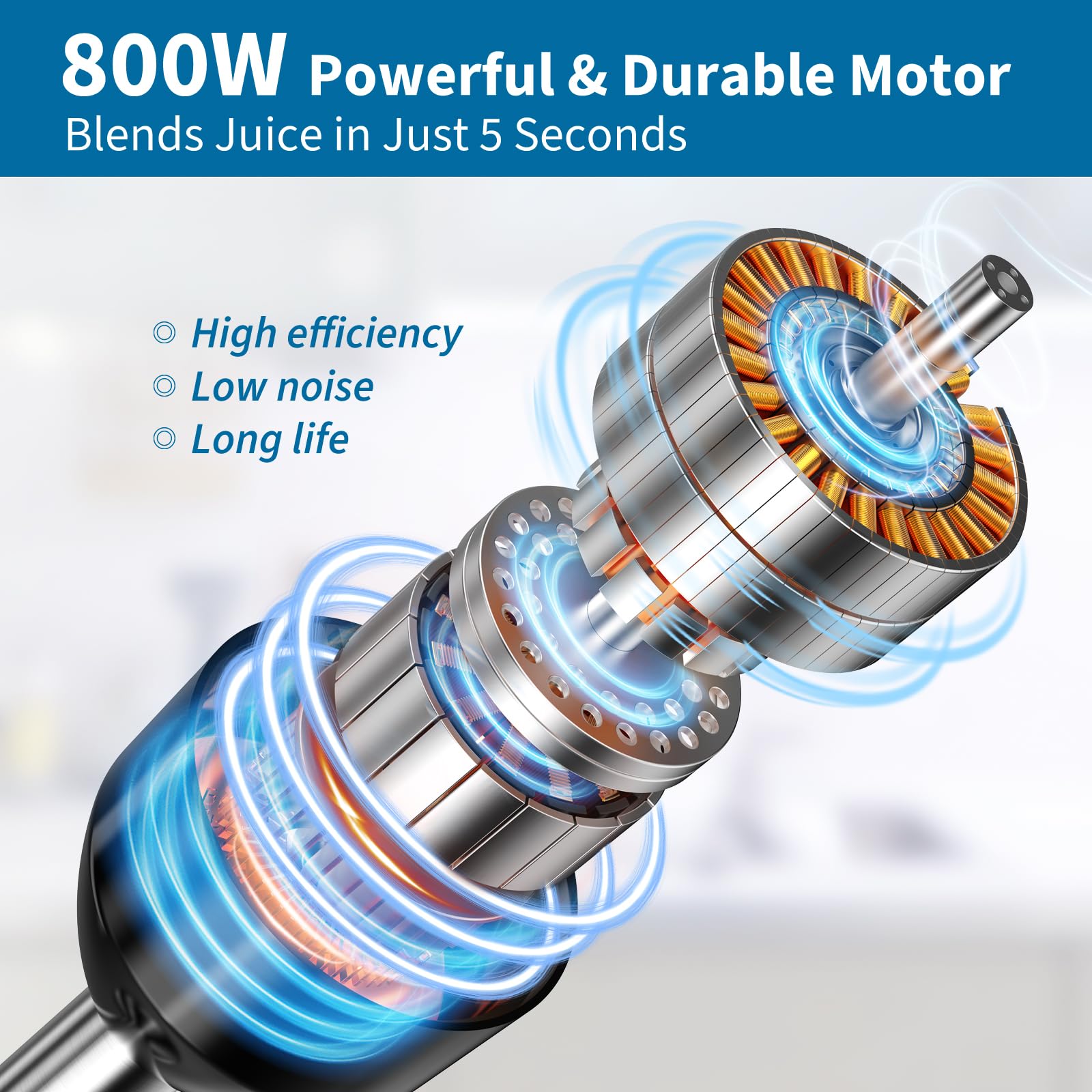 LINKChef 4 in 1 Immersion Blender Handheld, 800W with Titanium Steel Blades, 20 Speeds, Turbo Mode, Scratch-Resistant Stick Hand Blender with Whisk & Food Processor