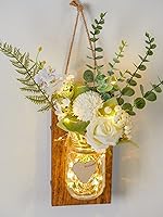 Vista 4 de Party Joy Juego de 2 apliques de tarro para decoración del hogar, decoración de pared, apliques de pared rústicos con control remoto, luces LED