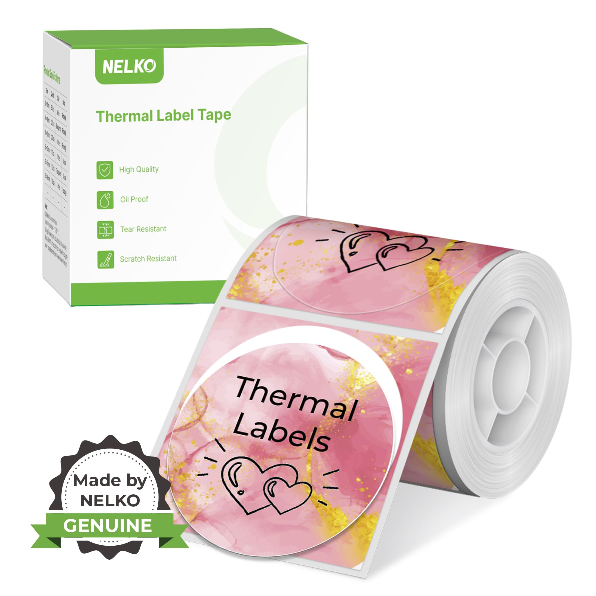 Thermal Labels for Nelko PM220 Label Maker, 2 inch (50mm) Thermal Tab, Waterproof, Multi-Purpose Label Tape, 1 Roll of 150 Self-Adhesive Thermal Paper Gradient Pink
