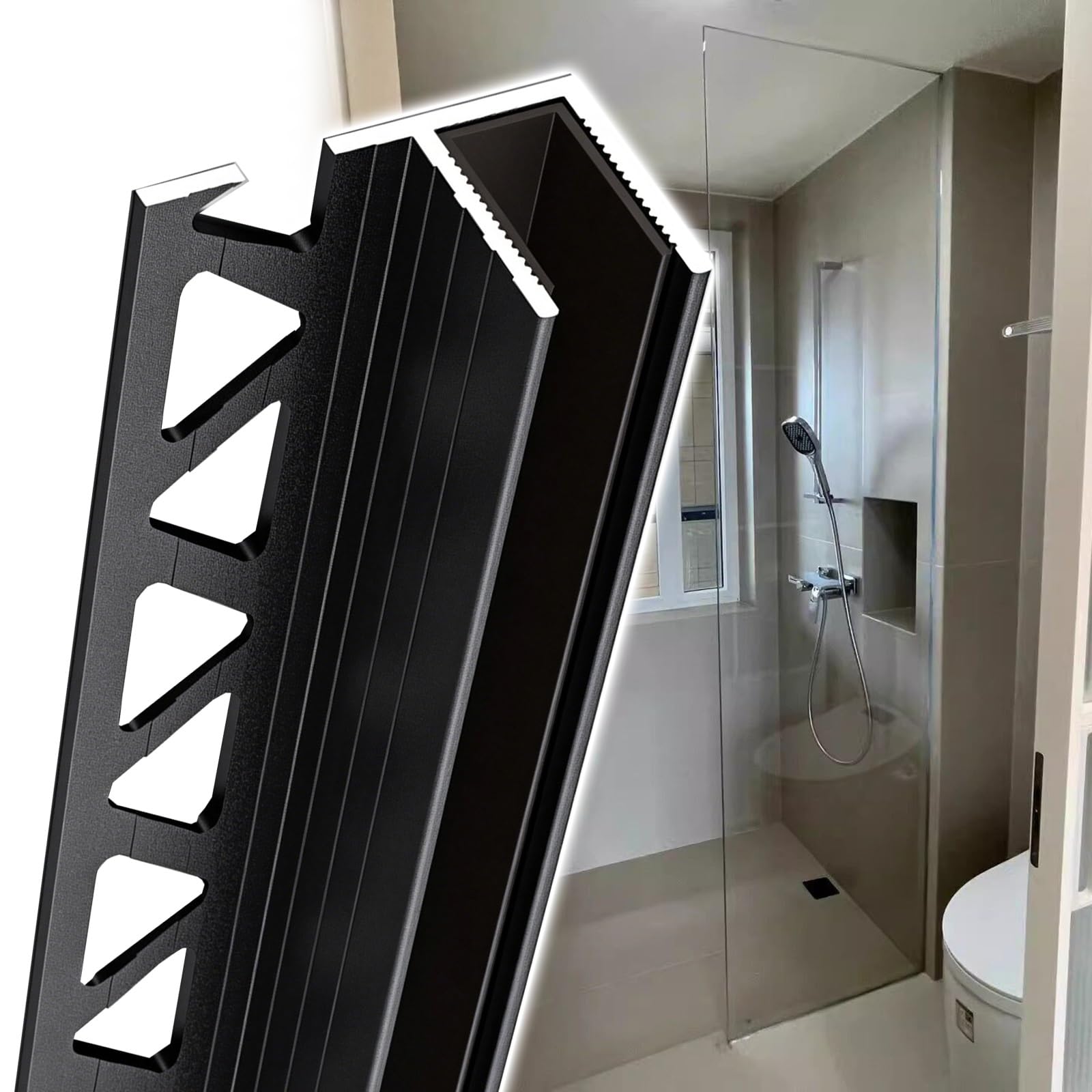 Amufjj Black-12Mm Shower Glass Panel Wall/Floor/Ceiling Mount F Channel, Recessed Aluminum Glass Channel Guide For Home Partition Decoration, Glazing Partition Extrusion(,48"/122Cm)