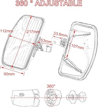 Adjustable Motorcycle Floorboards, Universal Driver Rider Passenger Footboards Footrest Foot Pegs Accessories for Honda VTX1300/1800 Shadow 1100 Yamaha V Star 650 Suzuki C50 Kawasaki Front Rear Pedal