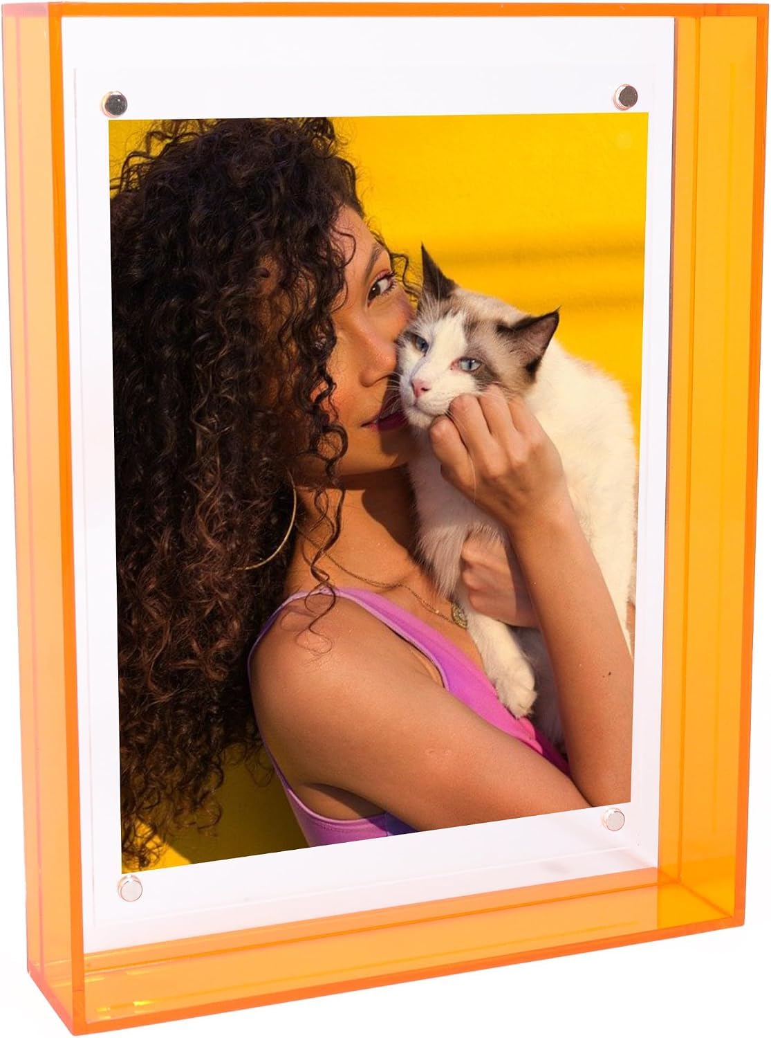 Ligtmor Acrylic Floating Picture Frame, 4x6 (A6) Neon Photo Frame for Wall Mount & Tabletop Desk Display,Modern Colored Double-Layer Decorative Art Frames for Home Office Gallery