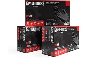 GLOVEWORKS Black Disposable Nitrile Industrial Gloves: 5-Mil, Latex & Powder-Free, Food-Safe, Textured