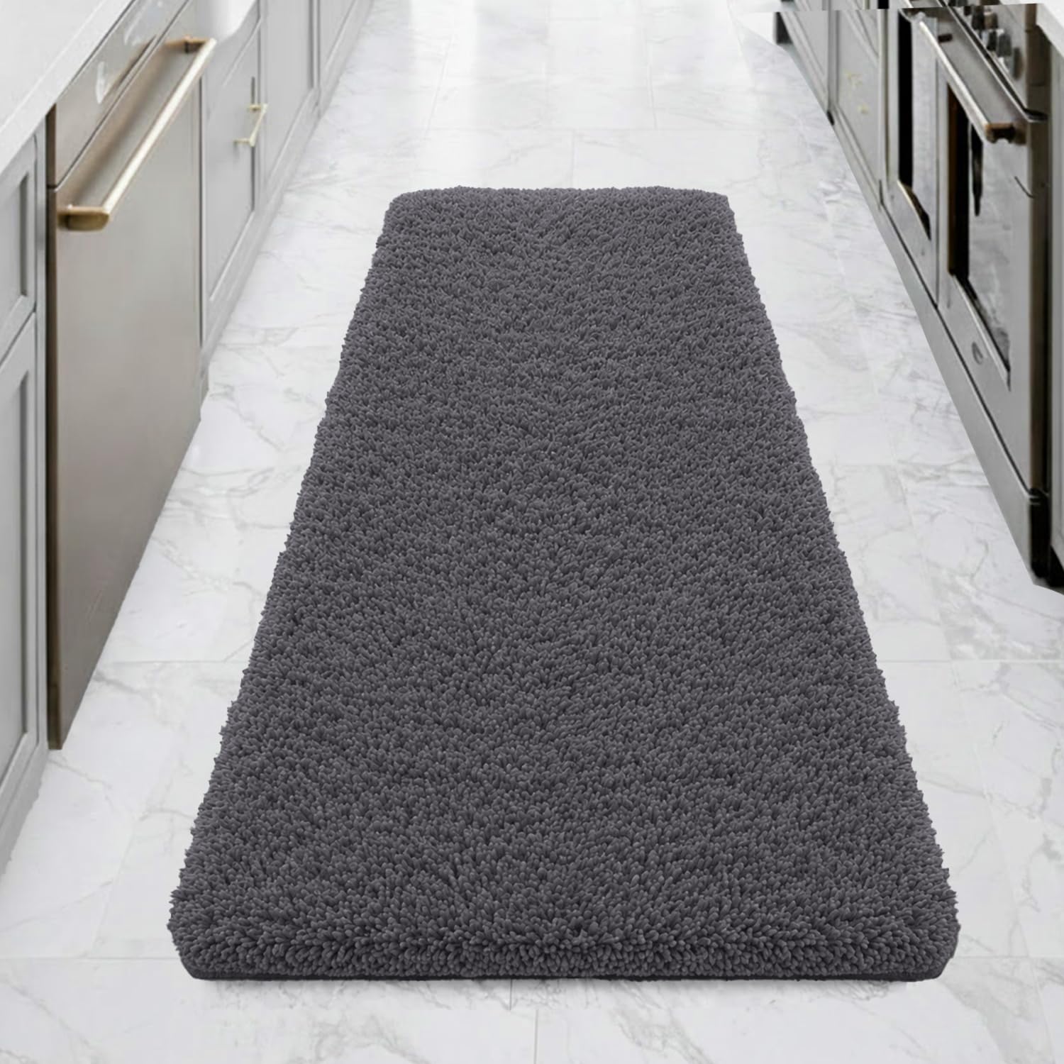 SITTELLA® Premium Microfiber Runner Mats (45x120 Cm) | Ultra Soft Plush Floor Rug | Anti-Skid Backing | Super Absorbent & Quick Dry | Washable Kitchen & Hallway Runner | Grey-image-6