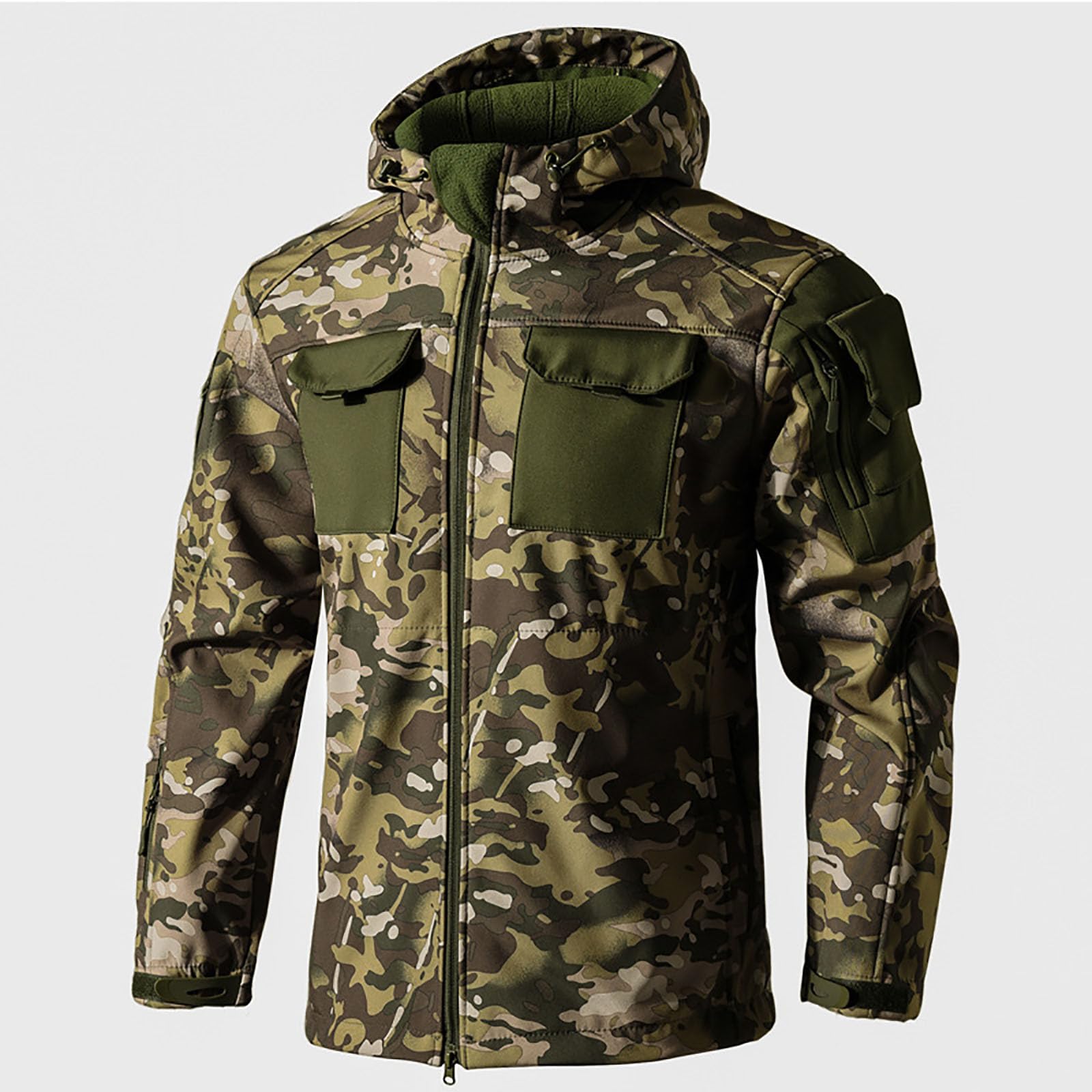 Giacca militare da uomo in pile mimetico militare, giacca da pesca, giacca tattica da caccia, giacca softshell calda, antivento, giacca funzionale per autunno e inverno