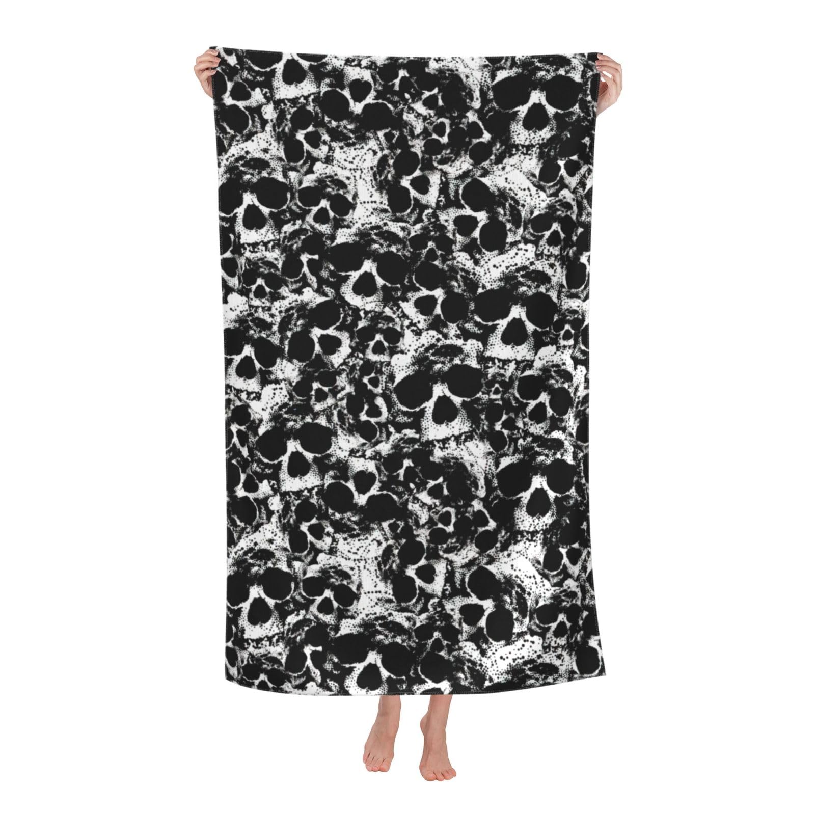 SDEGTHO Black And White Human Skull Basics Pool Beach Towels. Soft. Large. And Thick