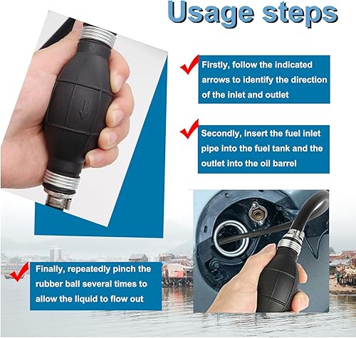 Miniatura 4 de Taiss Manguera de línea de combustible para motor de barco de 6 pies con diámetro interior de 38 pulgadas (0.394 in), con 2 bombas de imprimación de