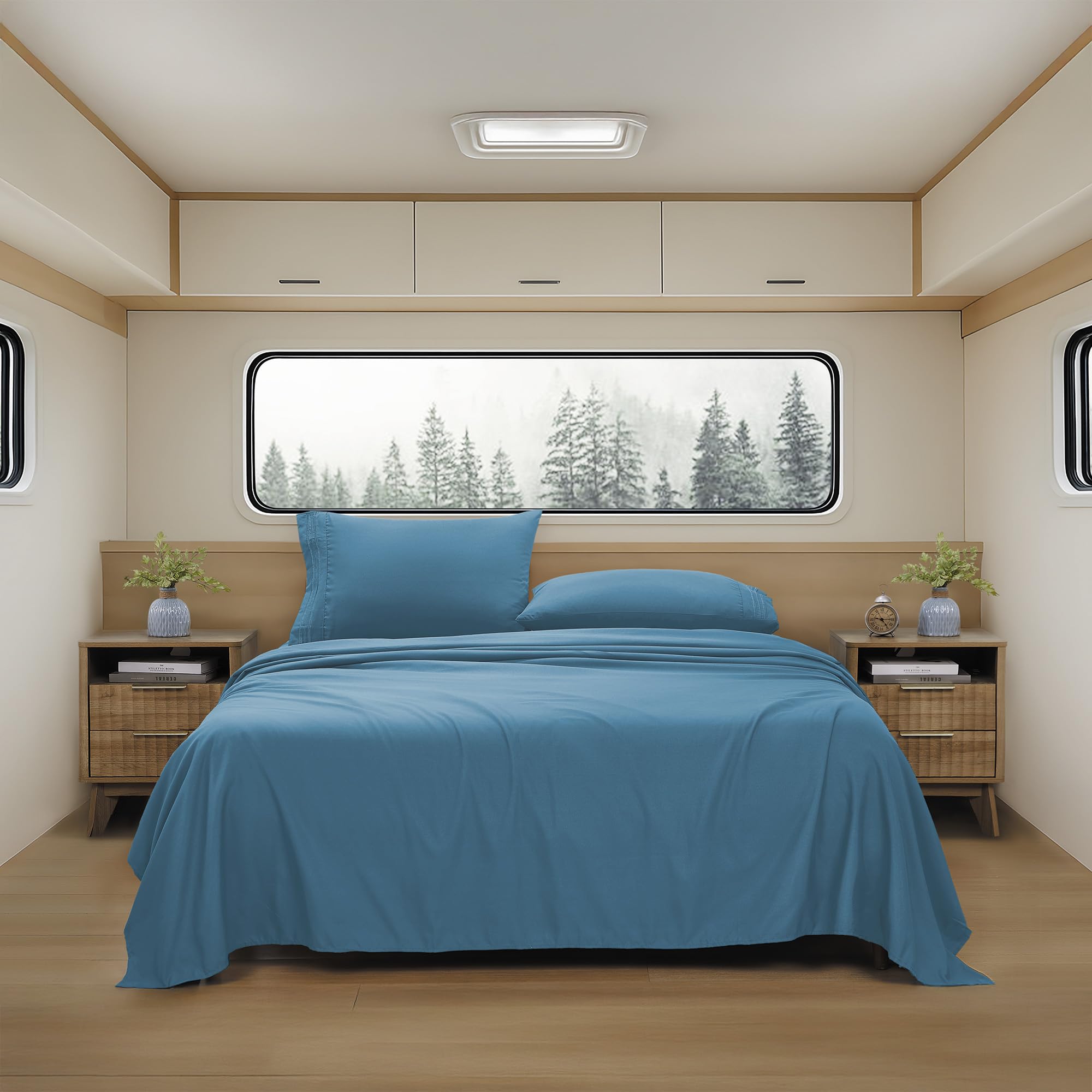 Camping Sheets Queen Size - Outdoor Air Mattress Sheet Set – Built-in Corner Straps for Air Mattress & Camping Use – Designed for Inflatable Beds & Tailgate Sleepovers, Denim