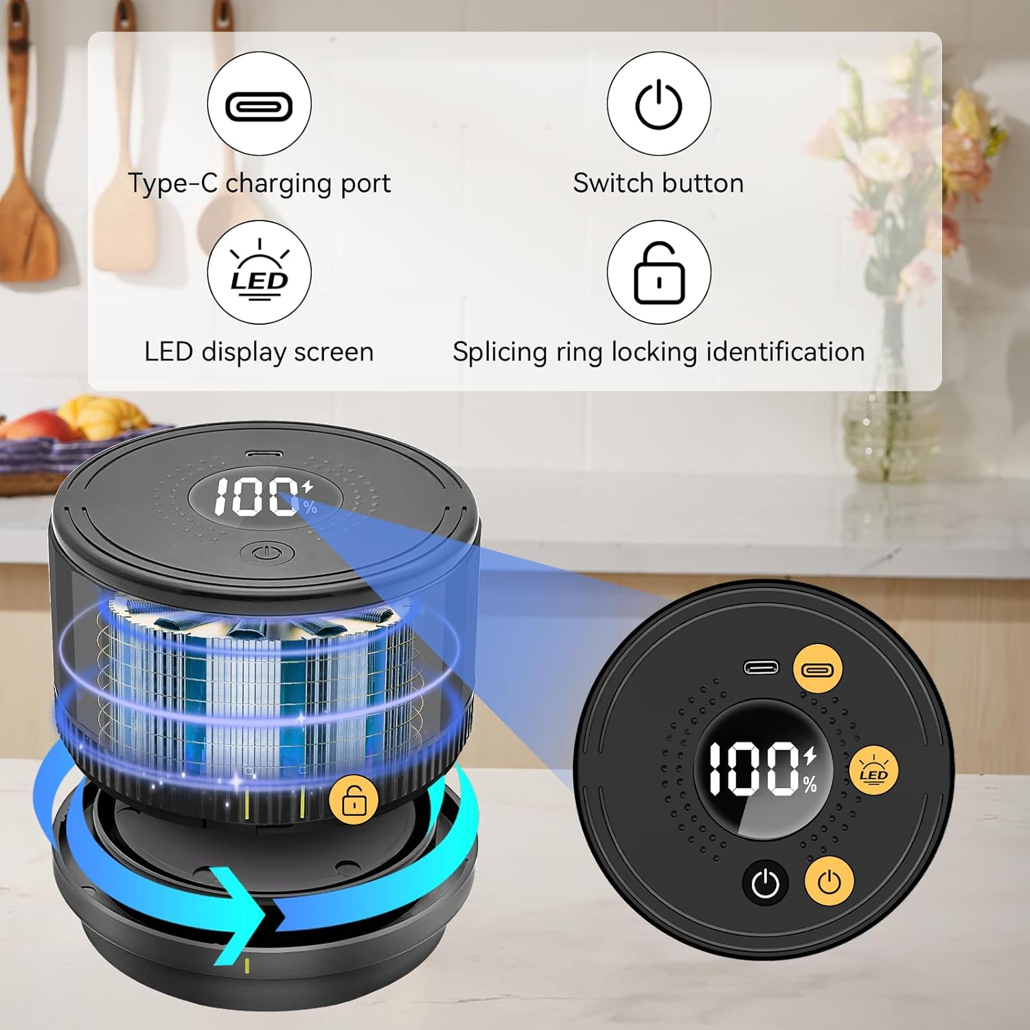 Cordless Electric Mason Jar Vacuum Sealer Kit for Mason Jars, Fits Regular and Wide Mouth Jars, Food Storage, Canning Supplies Jar Storage - Homesteading Essentials