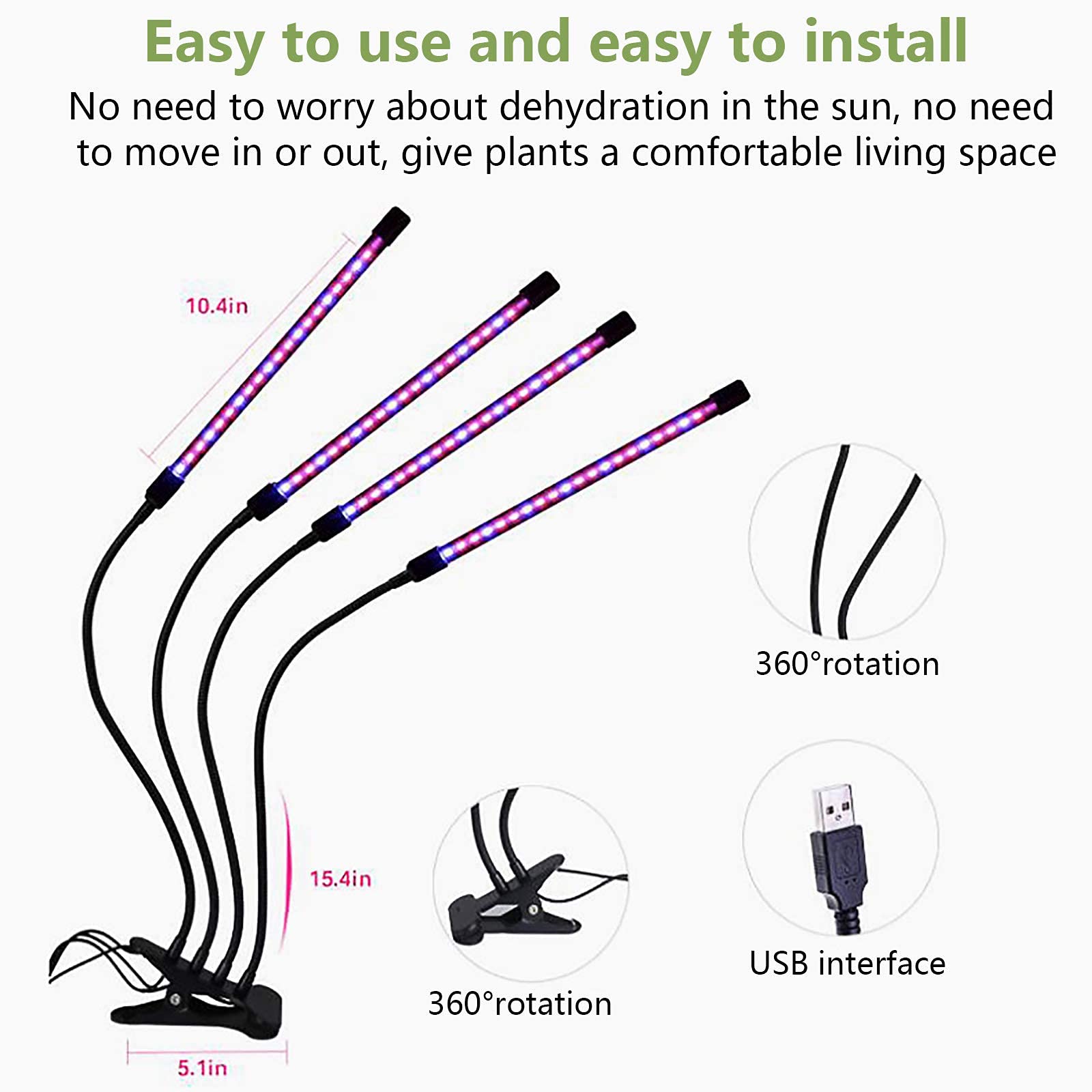 Grow Lights Indoor, Plant Grow Light 30W Grow Lights pour plantes d'intérieur, modes de synchronisation de la lumière des plantes à spectre complet et 9 lampes de croissance à intensité variable pour