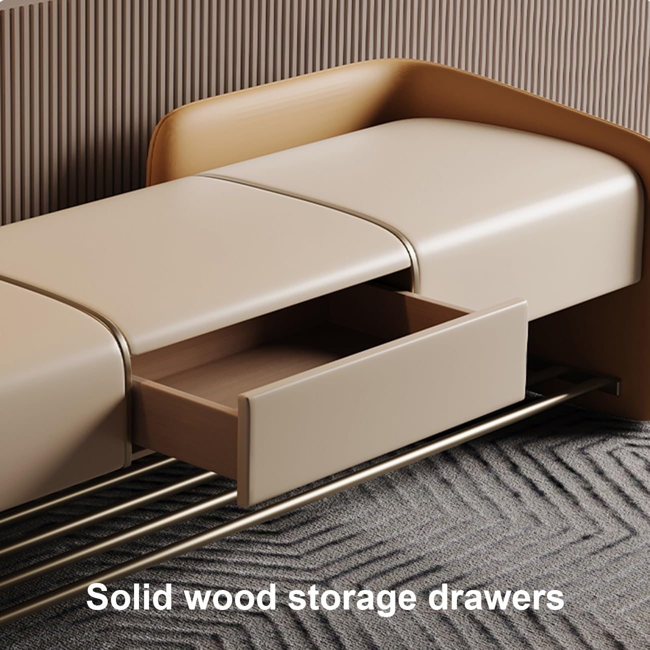 Contemporary Bench in Faux Leather, Modern Luxury Contemporary Faux Leather Upholstered Dining Bench, End of Bed Bench Window Bench, for Dining Room, Entryway and Bedroom(80*45cm/31.5*17.7in)