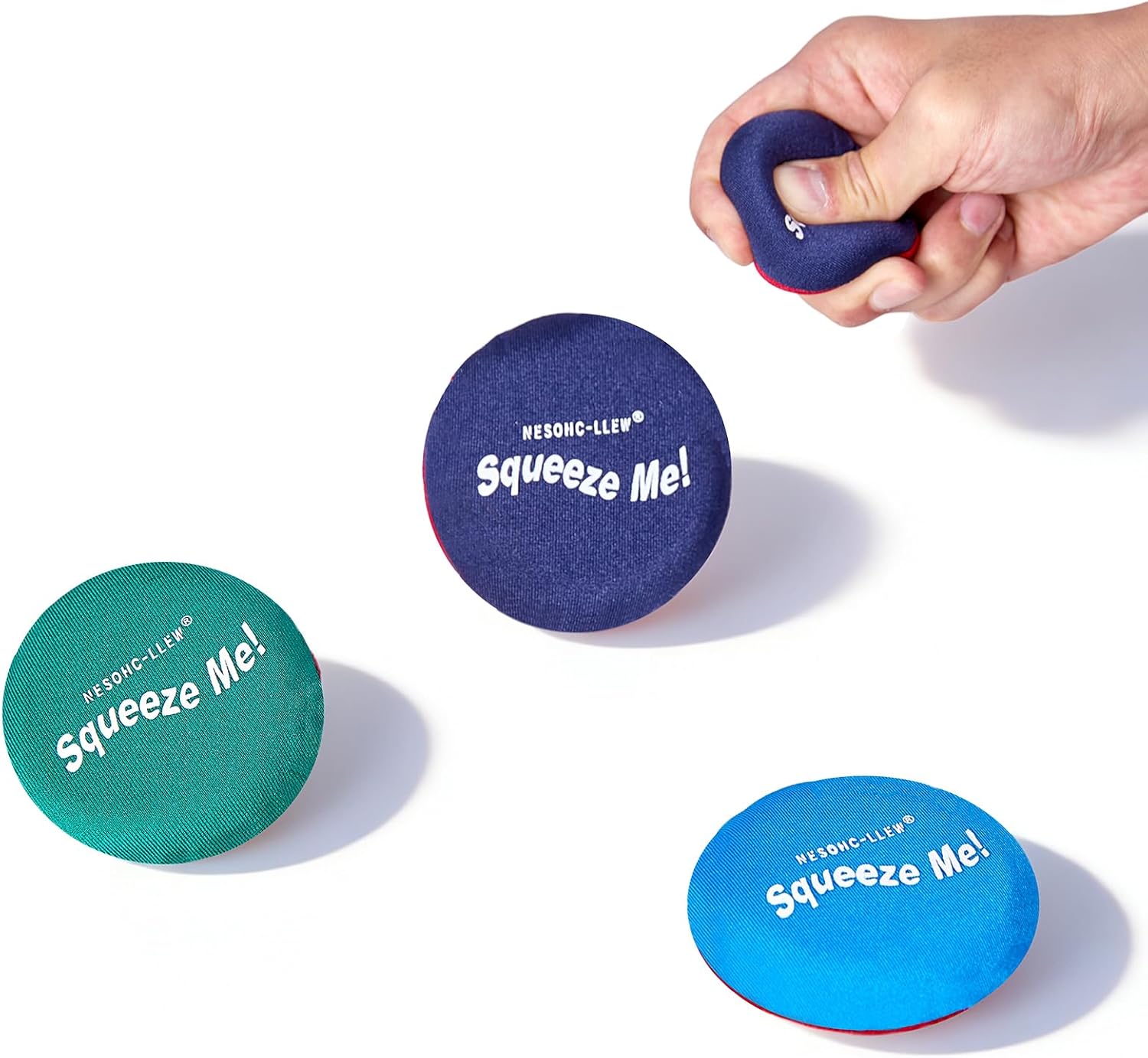 Finger Squeeze Fidget for Adults – Silent Anxiety Relief Sensory Pad, Soft Silicone with Fabric Cover, Portable Desk Stress Relief Squeeze for Office Use (Multicolor, 3)