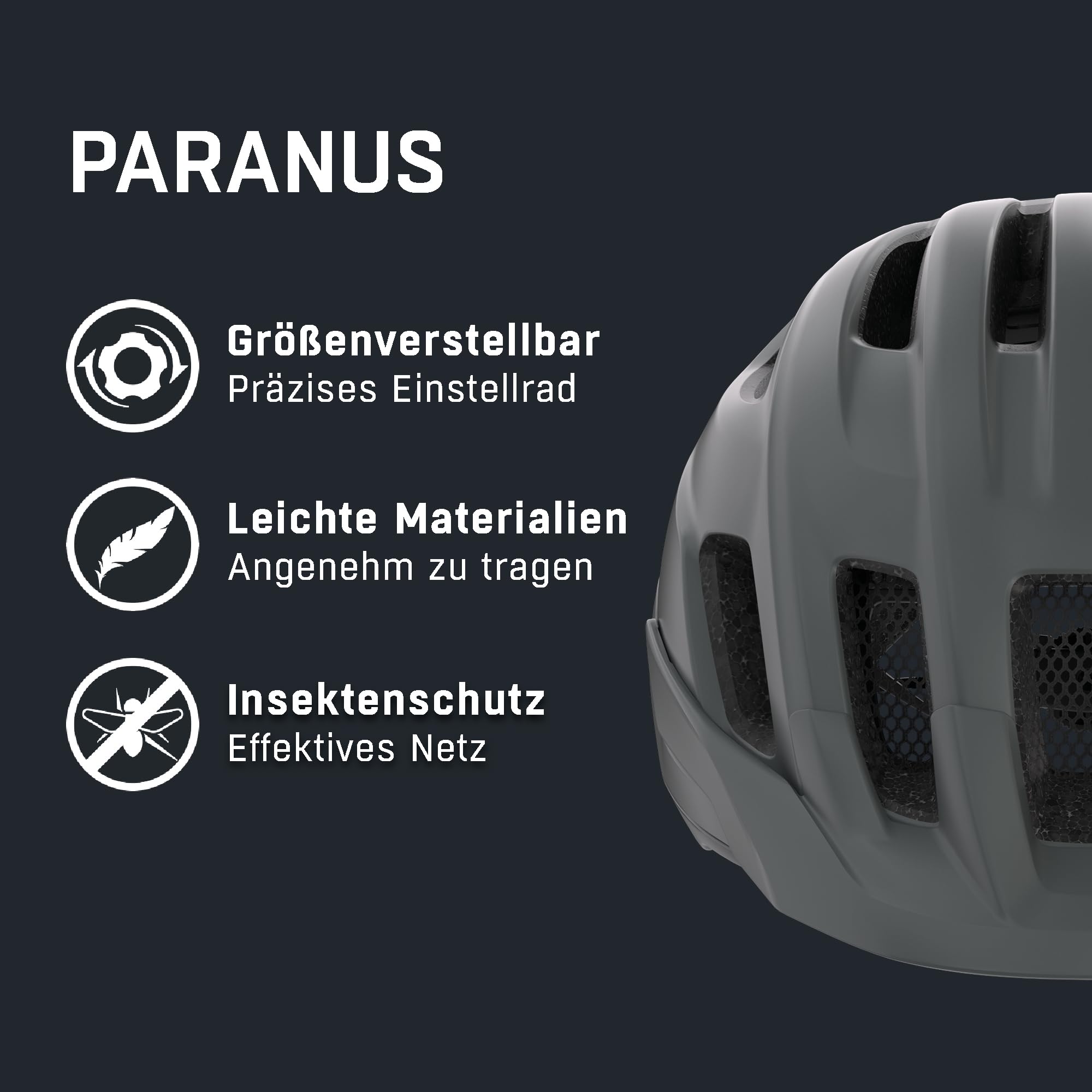 ALPINA Paranus – Leichter Fahrradhelm, Starke Stoßdämpfung durch Hi-EPS, große Belüftung, integriertes Insektennetz, anpassbare Passform