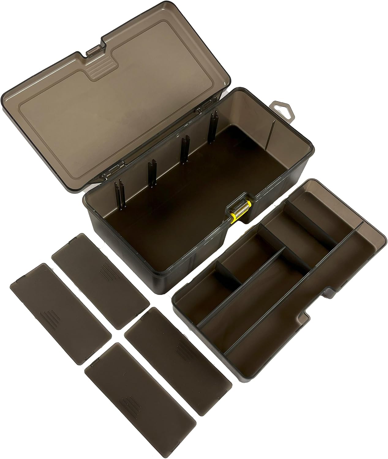 Multifunctional Storage Box Black Translucent 2-Layer | Premium PP, 11 Compartments, Removable Dividers, Anti-Oxidation